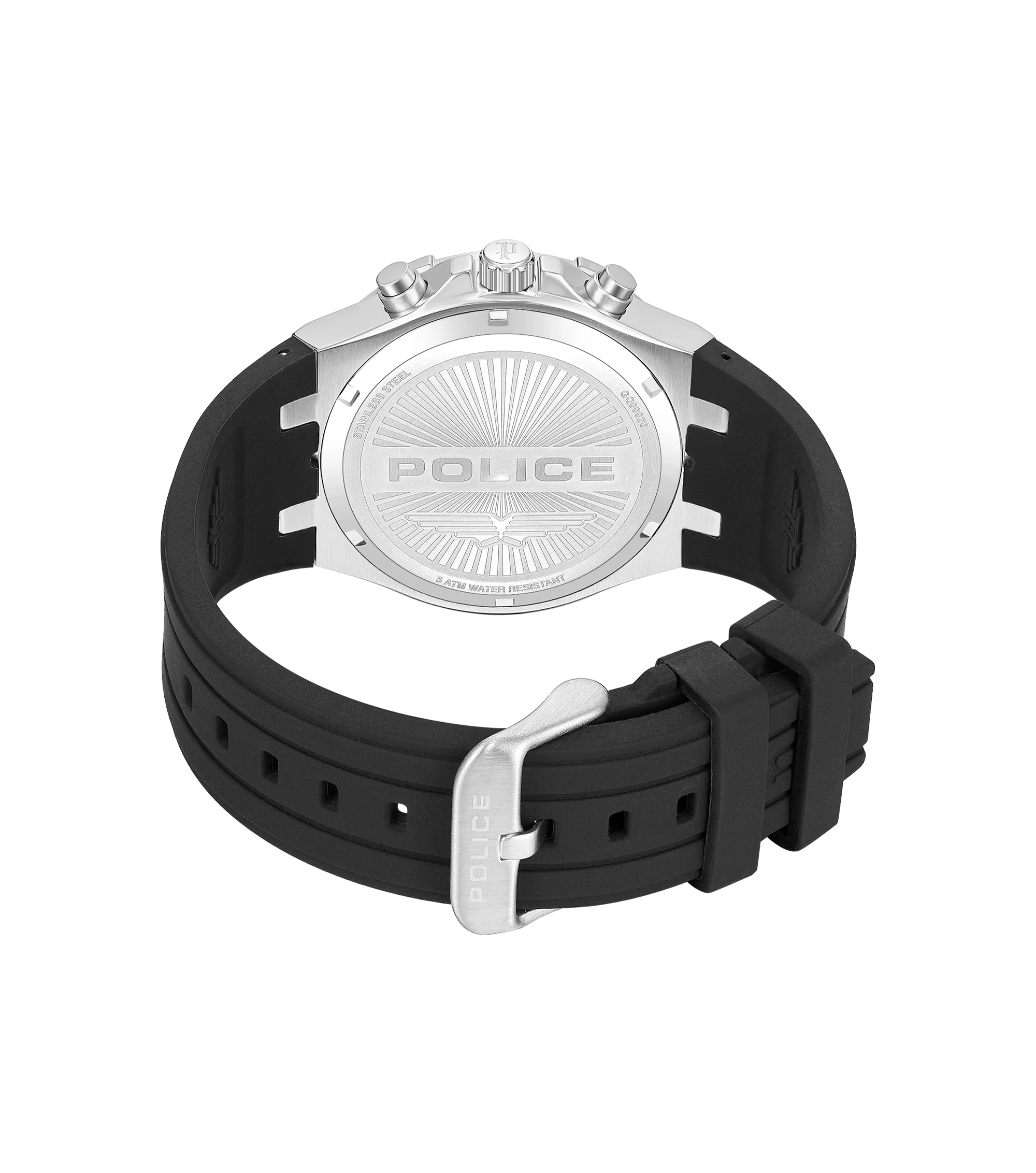 Police Case, Black To Charcoal Dial, Black Silicon Watch - Image 4