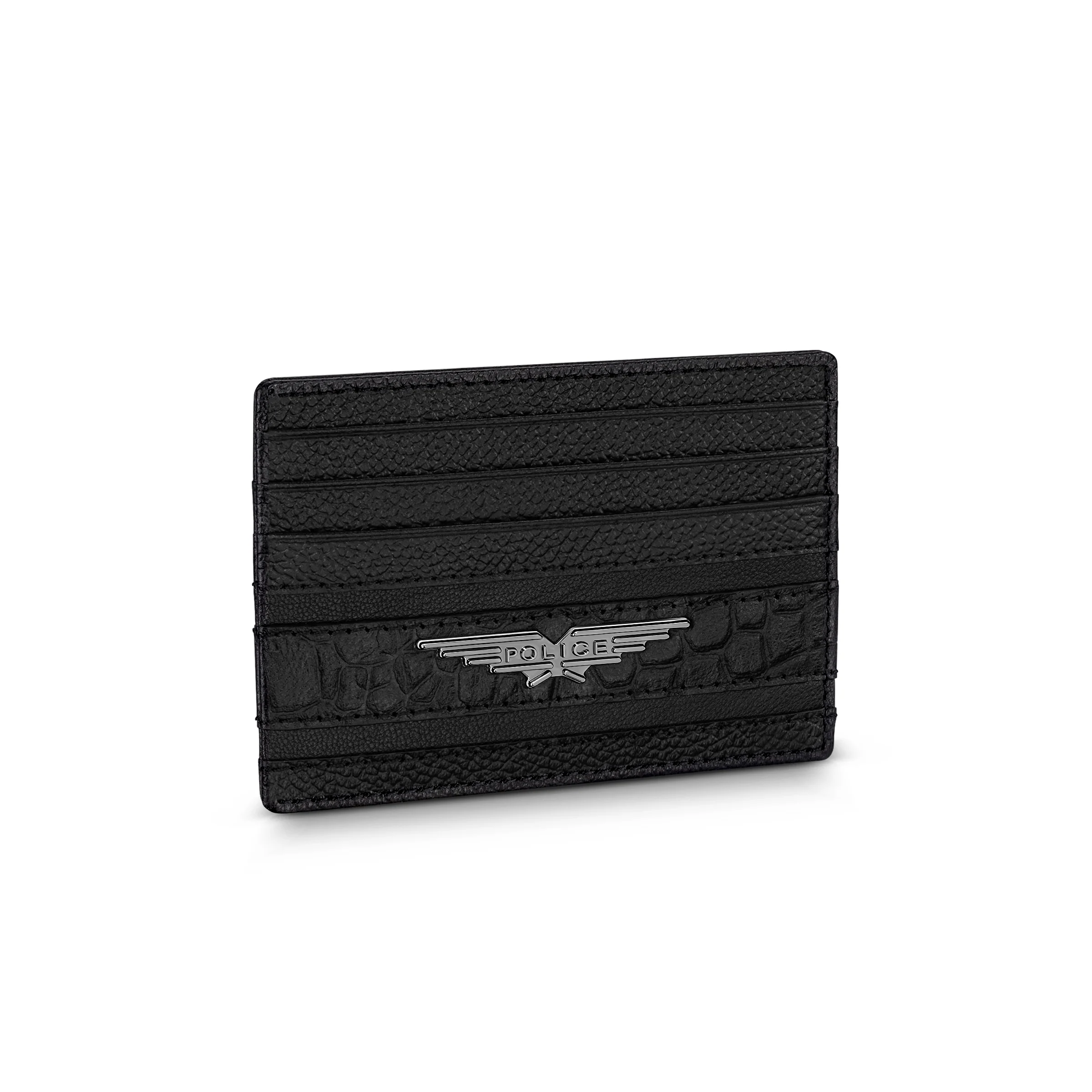 POLICE CROC GENTS CARD CASE BLACK - Image 3