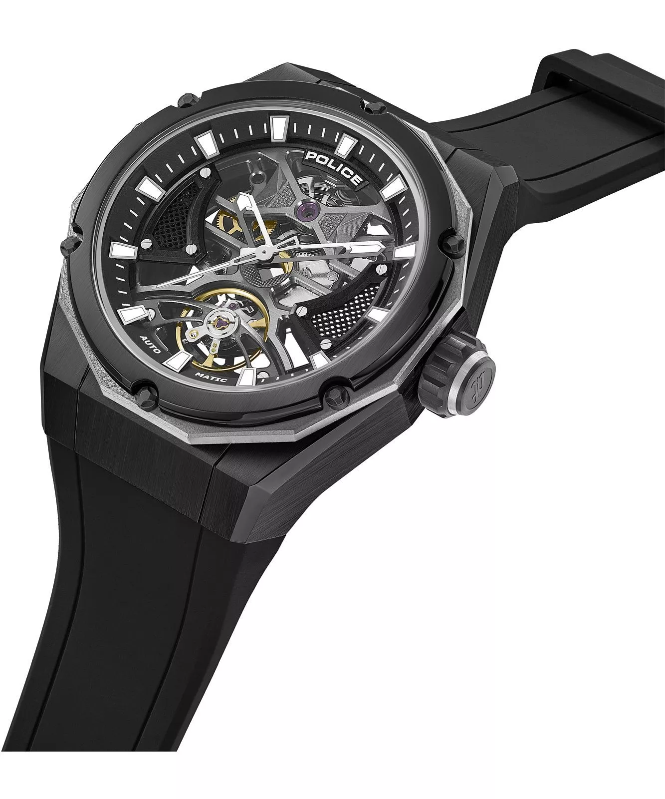 Police Dayton Skeleton Men's Automatic Watch With Silicon Strap - Image 2
