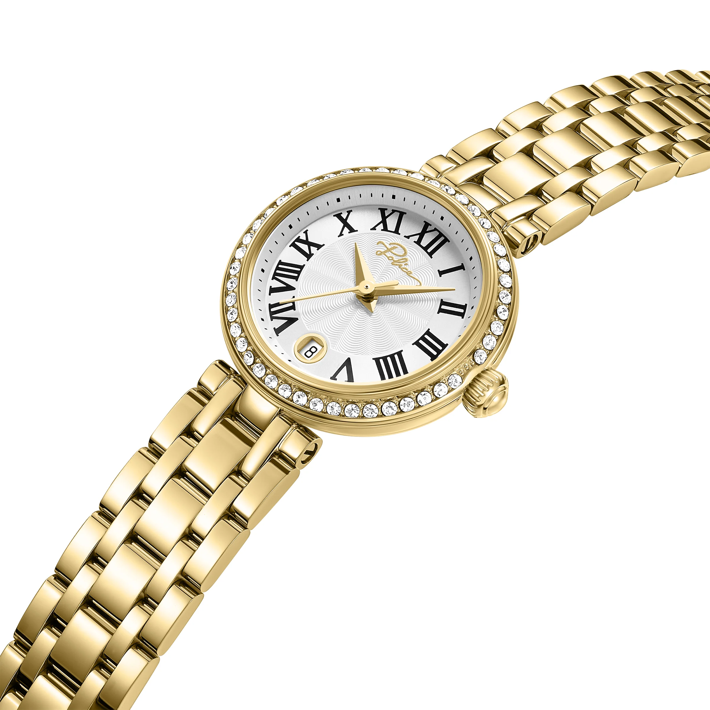 Police Denali Women's 36mm Watch with Silver Dial, Gold-Plated Hands & Gold-Plated 316L Stainless Steel 5-Link Bracelet - Image 2