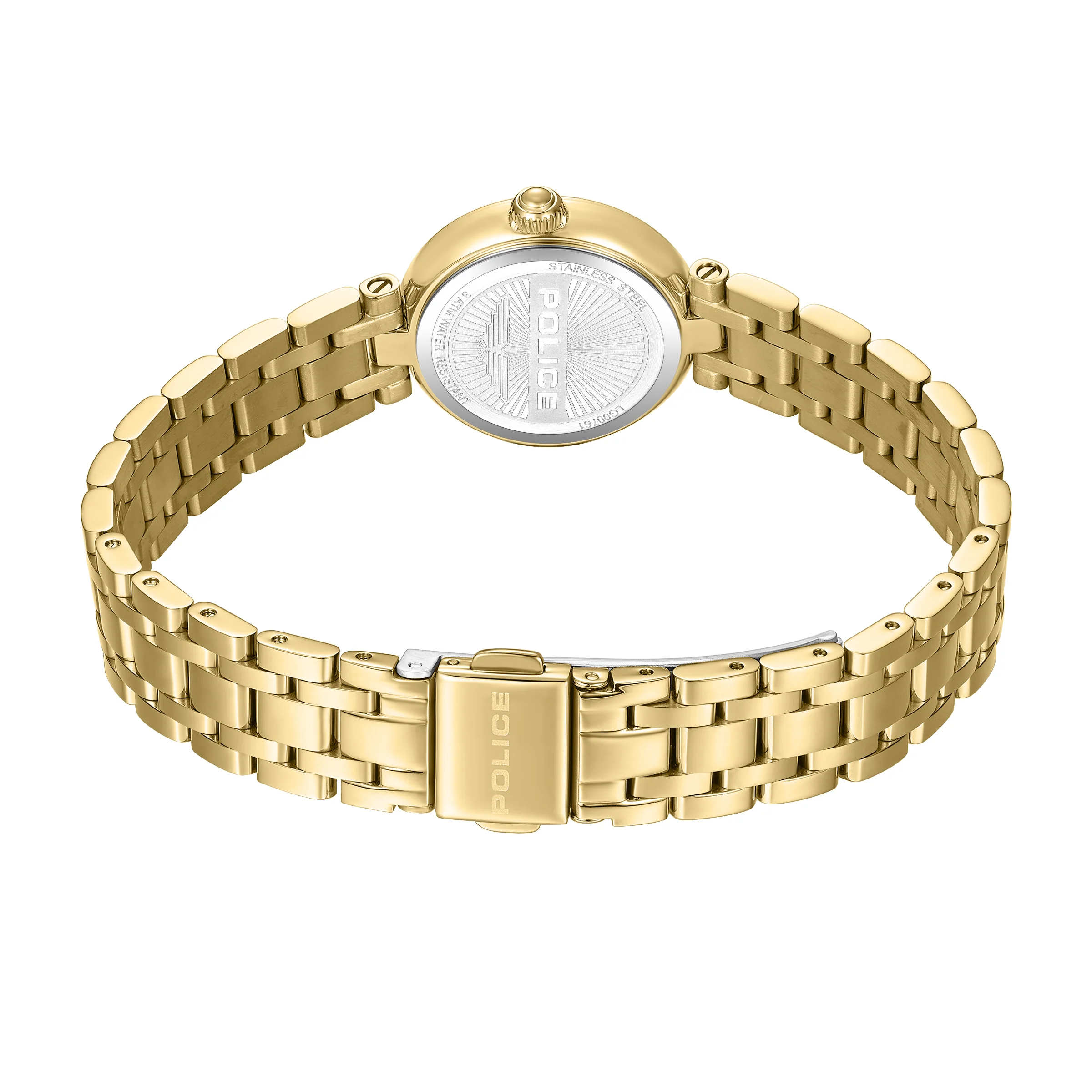 Police Denali Women's 36mm Watch with Silver Dial, Gold-Plated Hands & Gold-Plated 316L Stainless Steel 5-Link Bracelet - Image 3