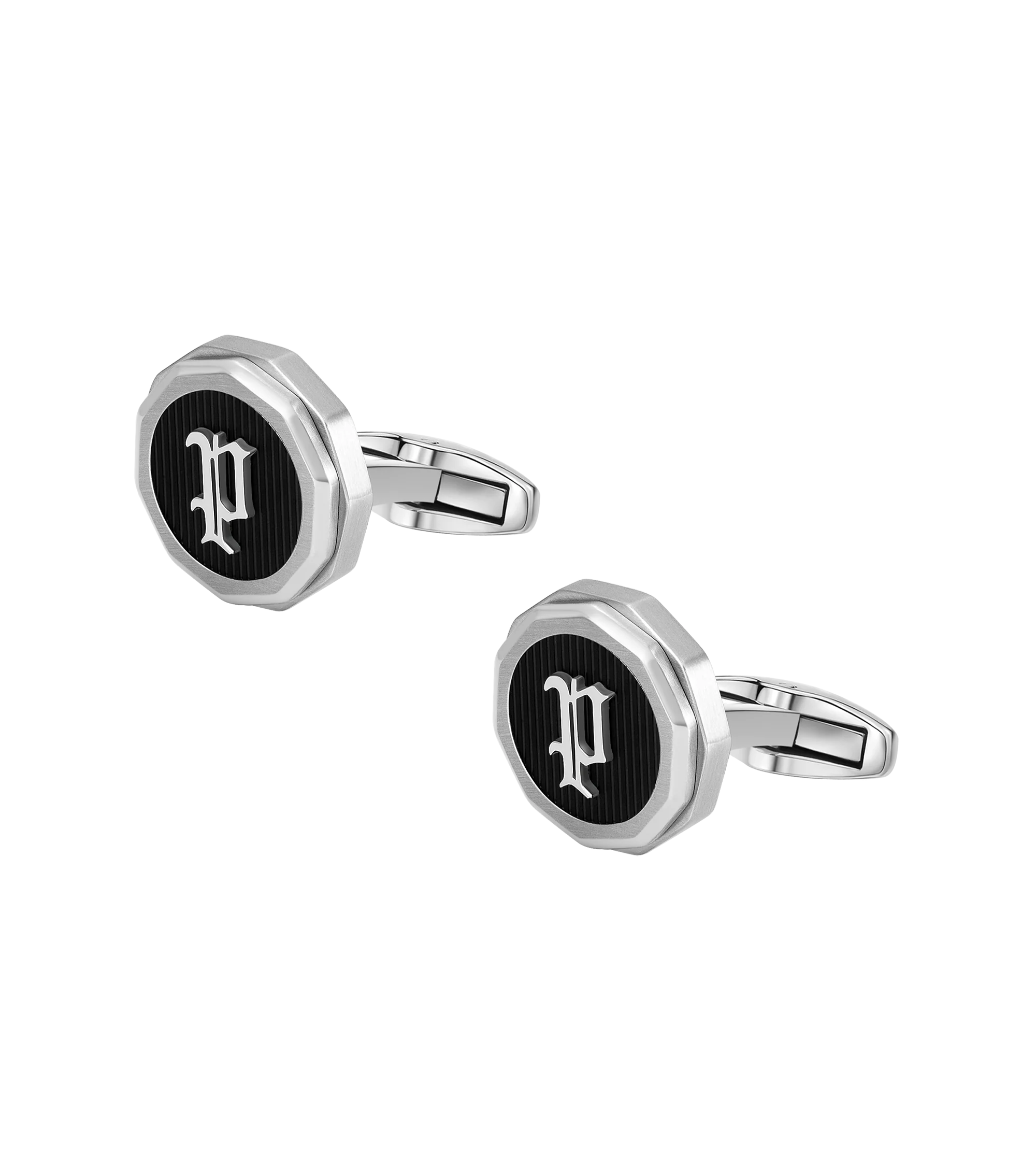 Police Guard Black P Logo Fringe Cufflinks - Image 2