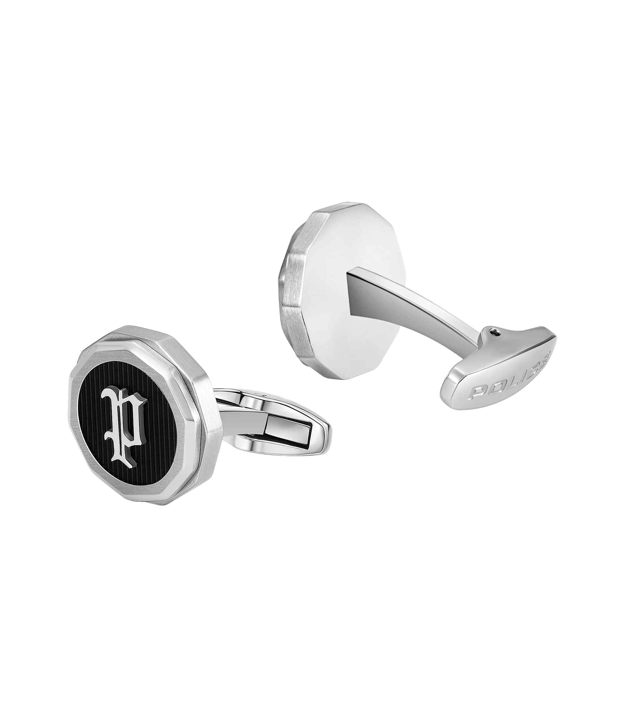 Police Guard Black P Logo Fringe Cufflinks - Image 3
