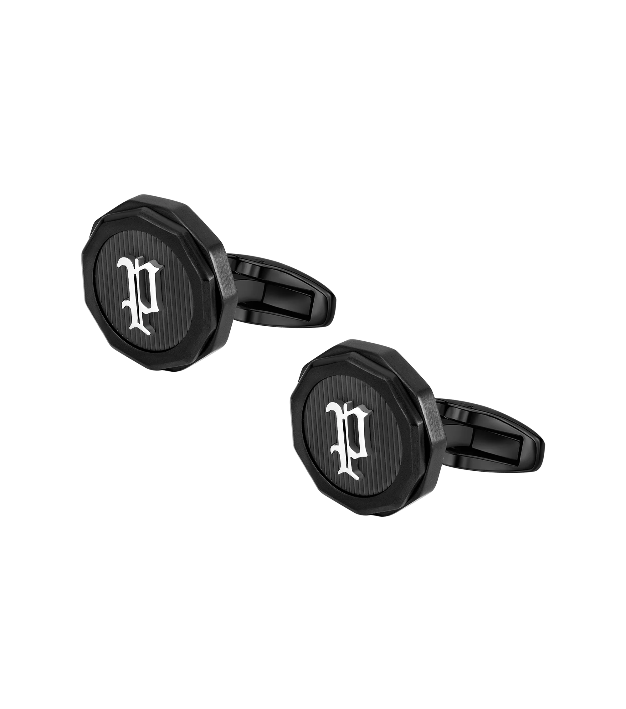 Police Guard Full Black, P Logo Fringe Cufflinks - Image 2
