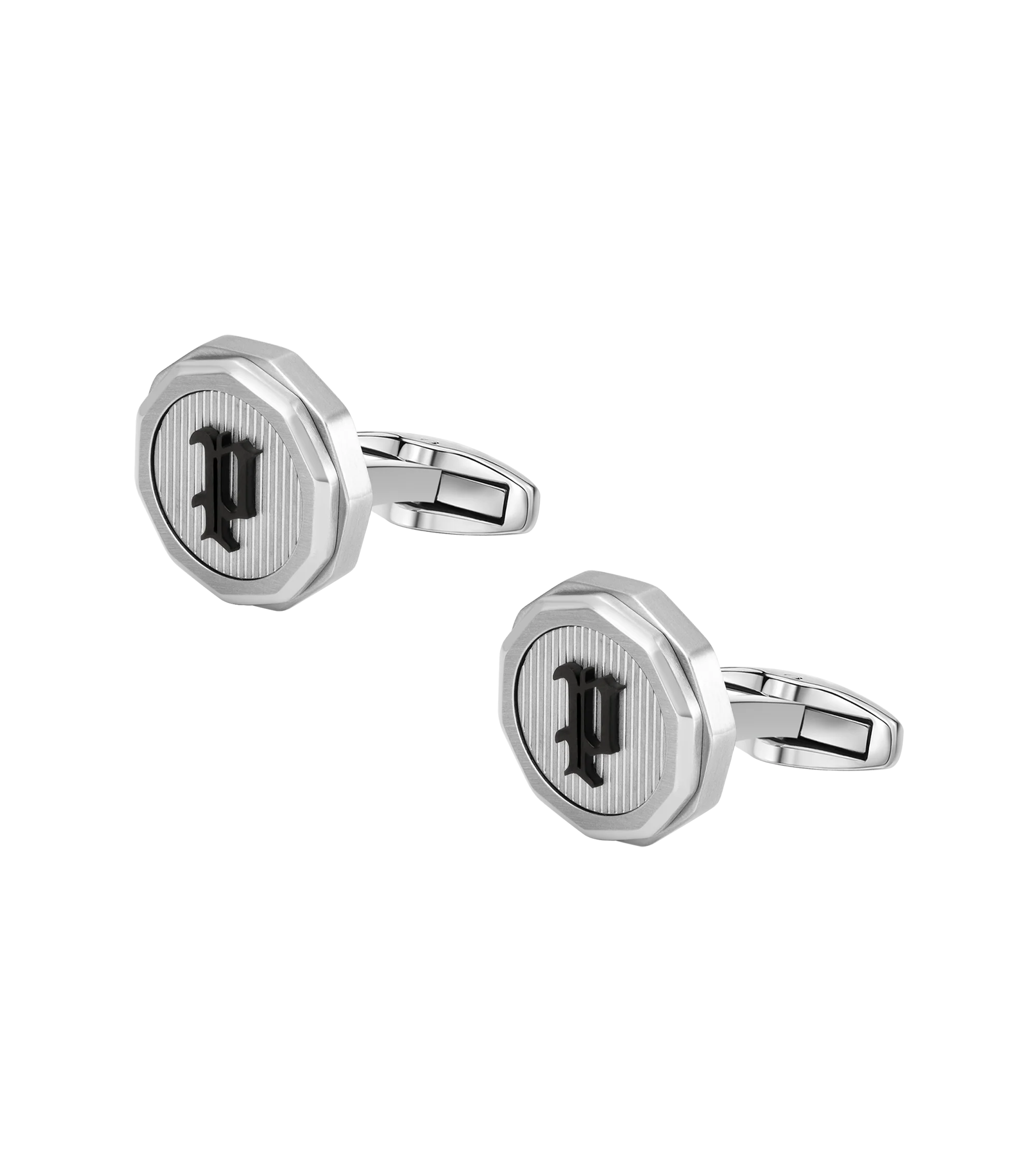 Police Guard Black P Logo Fringe Cufflinks - Image 2
