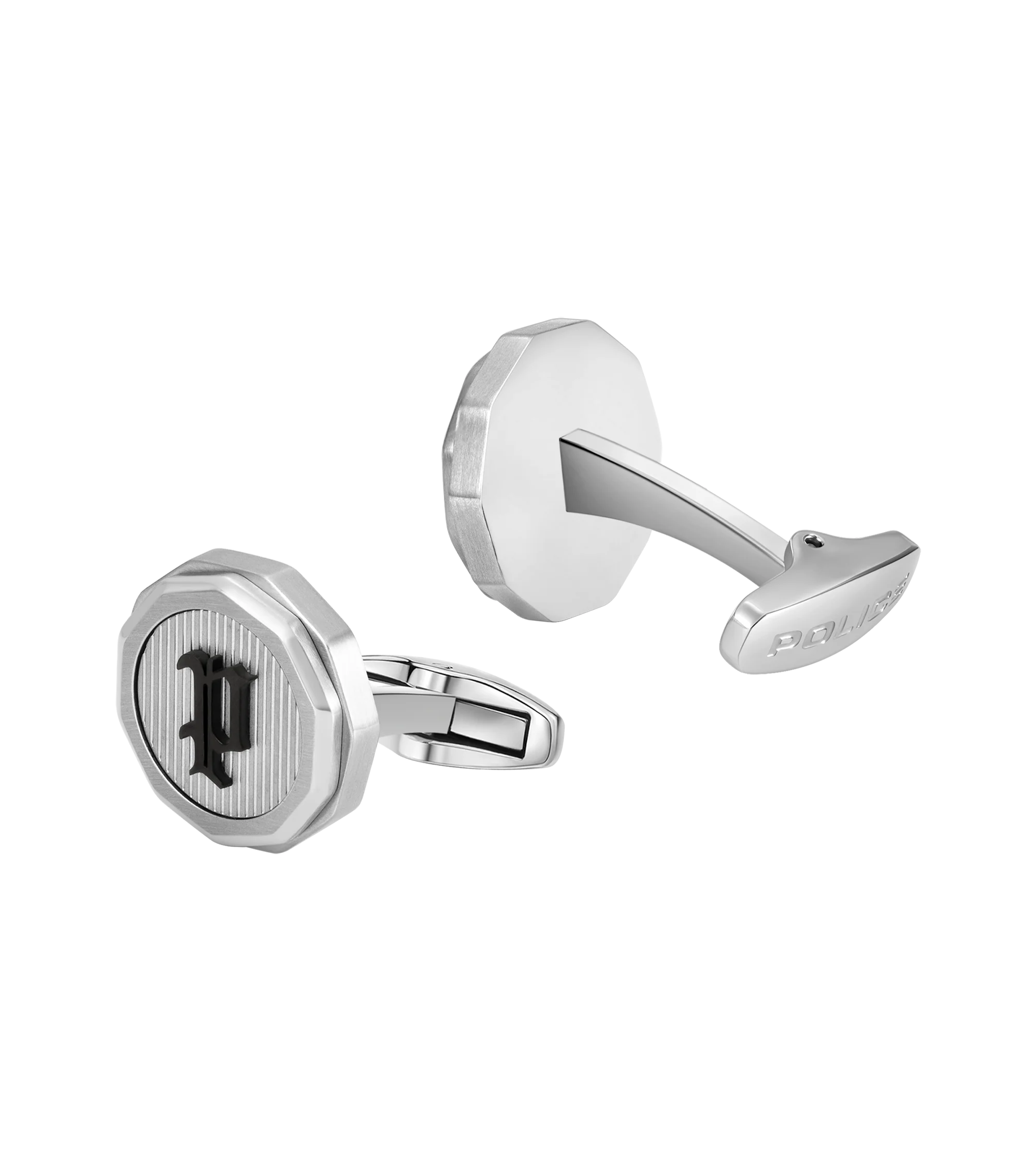 Police Guard Black P Logo Fringe Cufflinks - Image 3