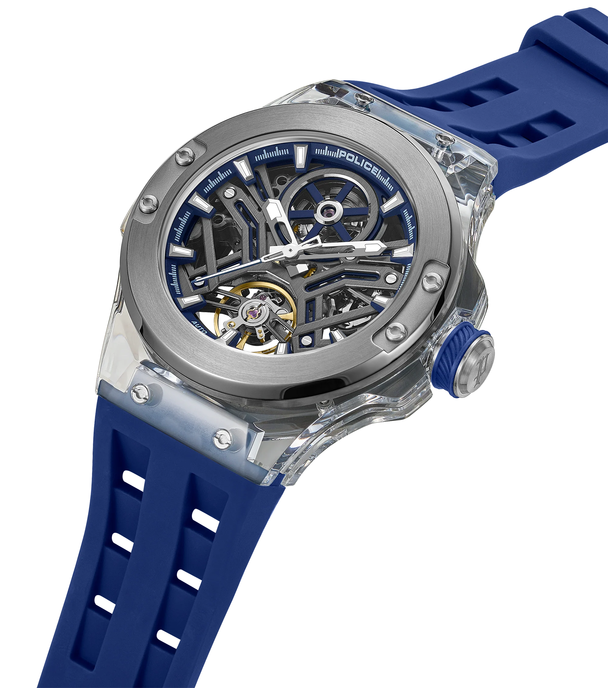 Police Gun Blue Case Watch with Blue Dial & Blue Silicone Strap - Image 2