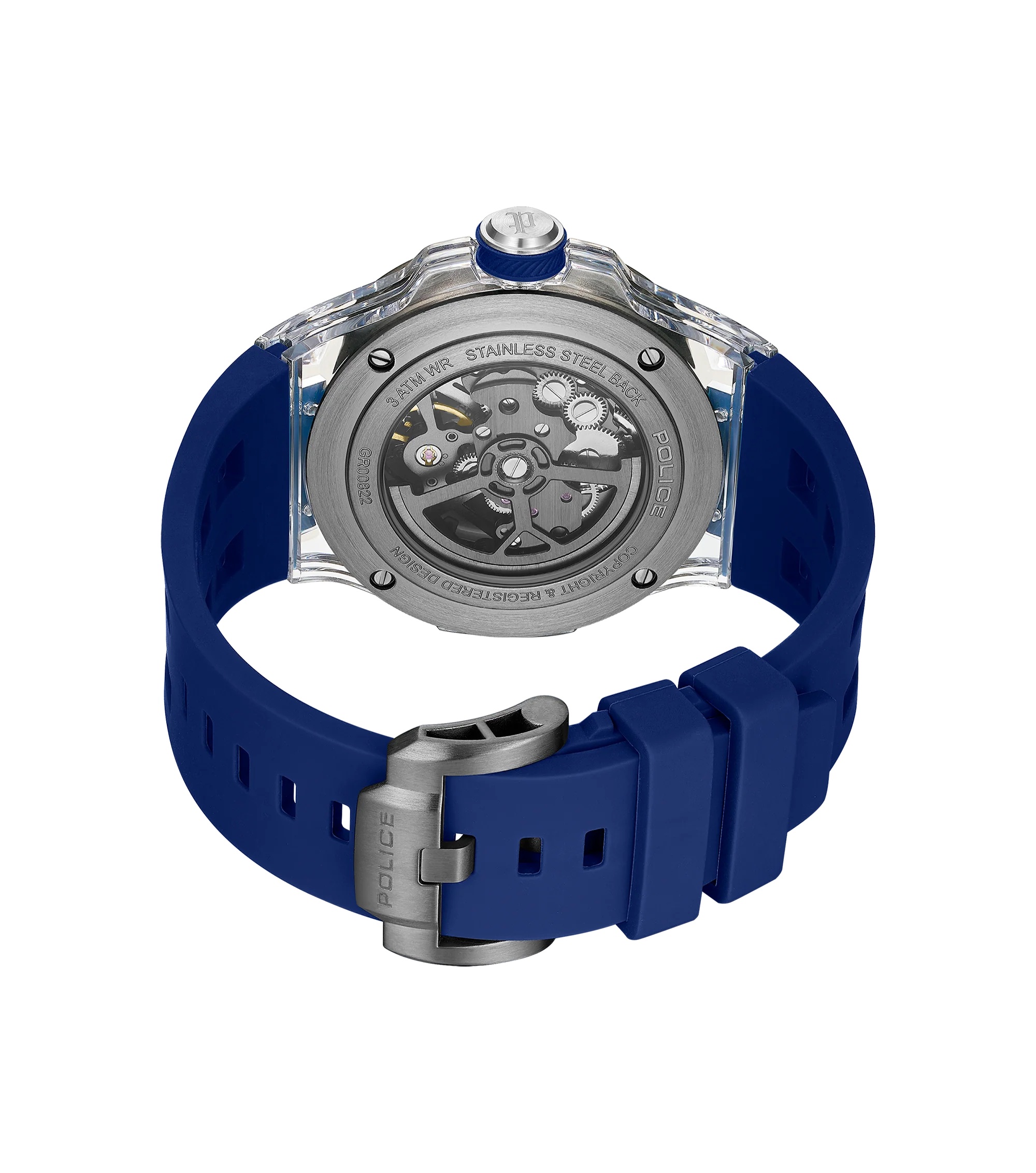 Police Gun Blue Case Watch with Blue Dial & Blue Silicone Strap - Image 4