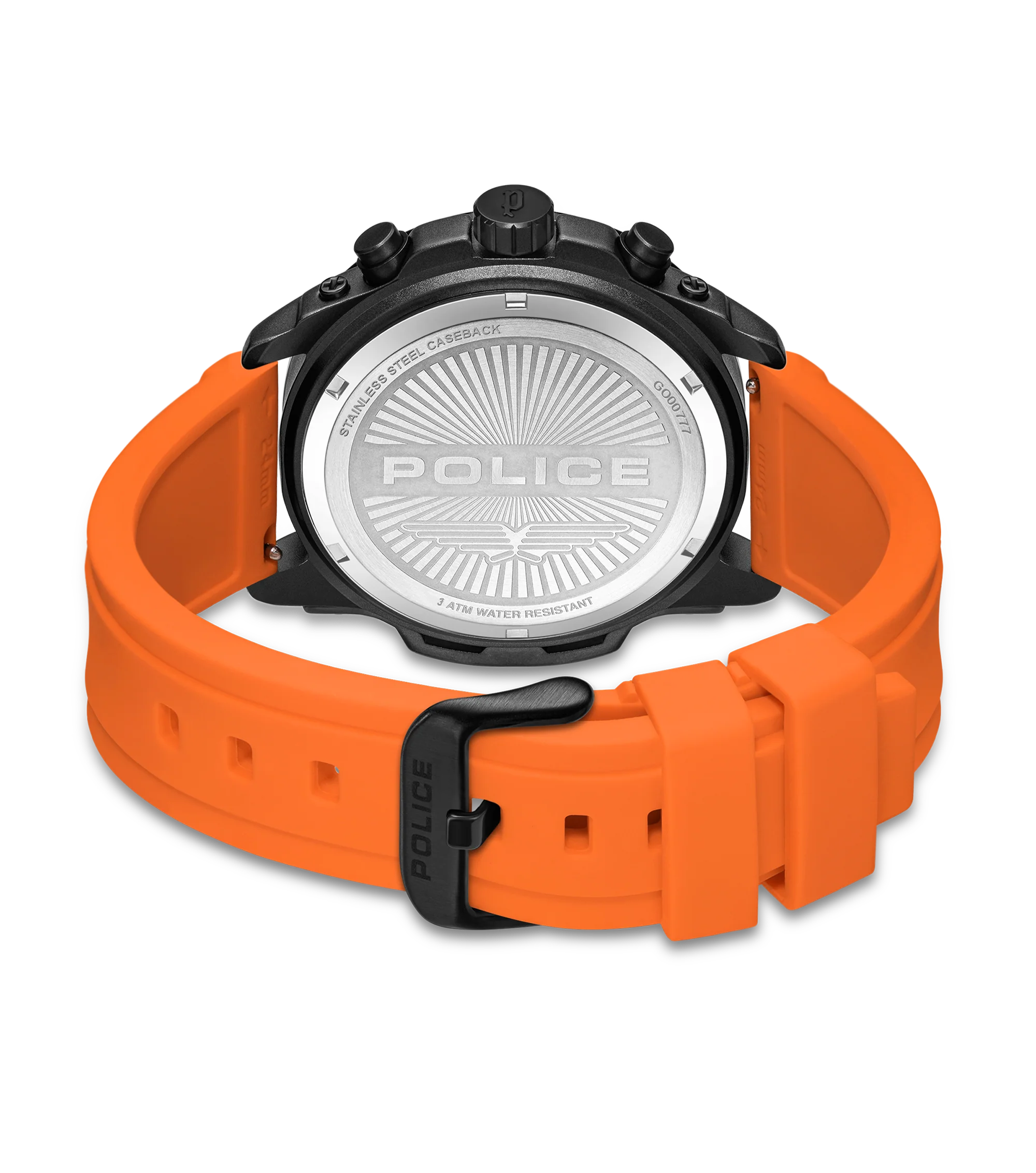 Police Gunmetal & Black Case Watch with Black Dial and Silicone Strap Set - Image 10