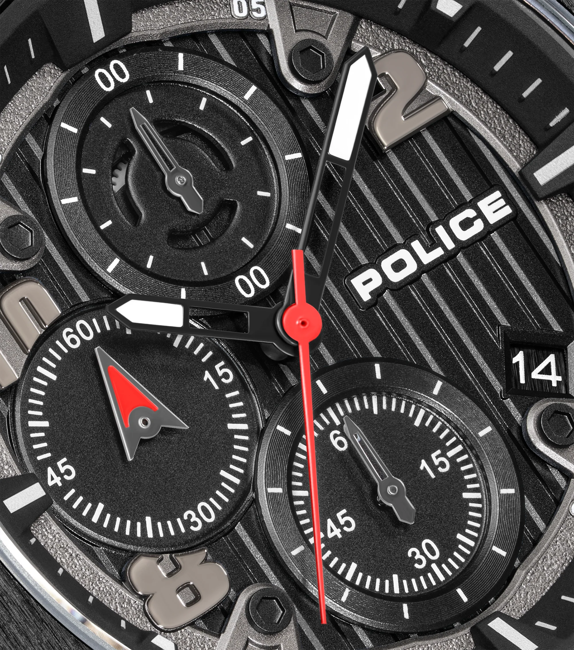 Police Gunmetal & Black Case Watch with Black Dial and Silicone Strap Set - Image 7