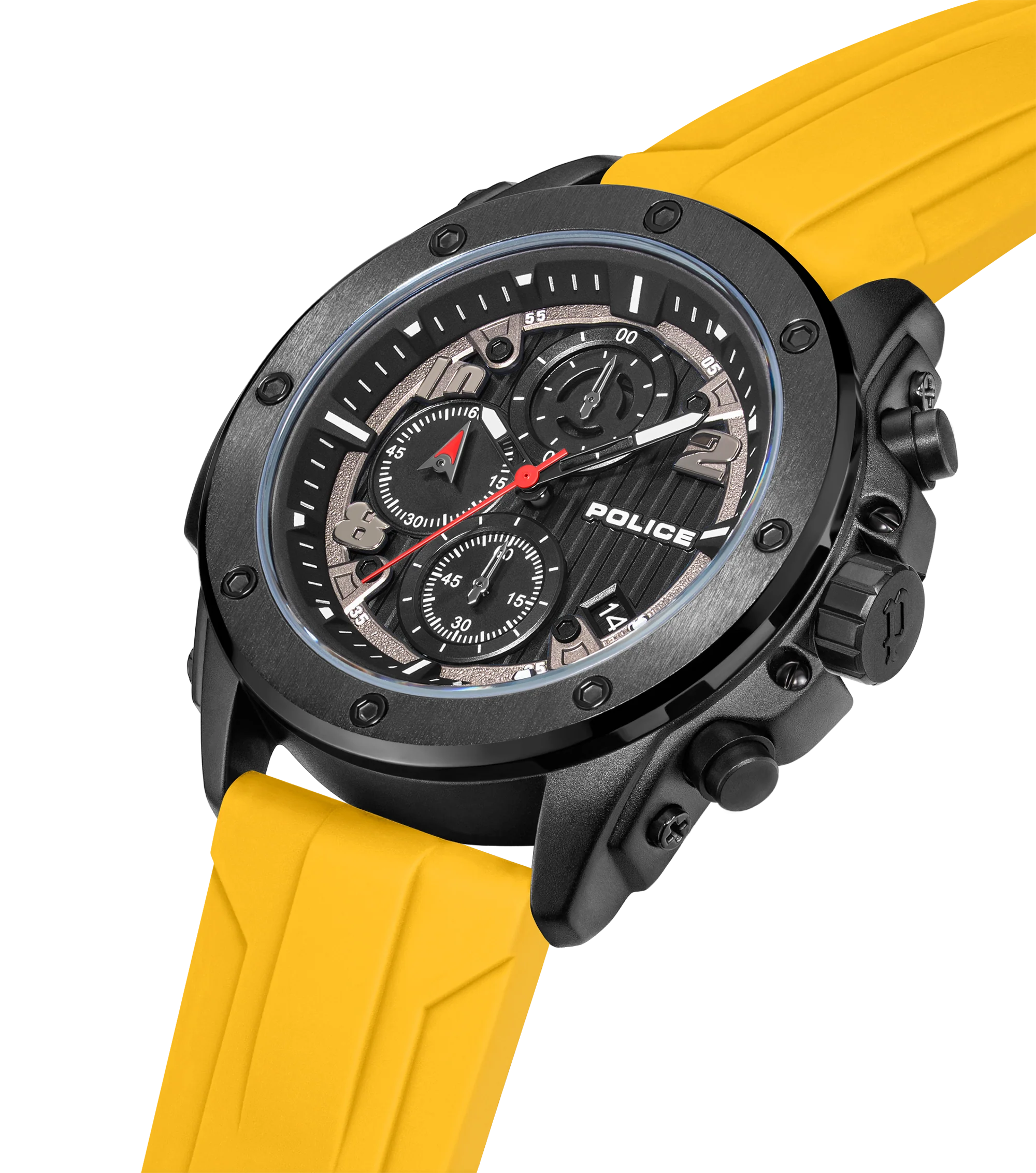 Police Gunmetal & Black Case Watch with Black Dial and Silicone Strap Set - Image 8
