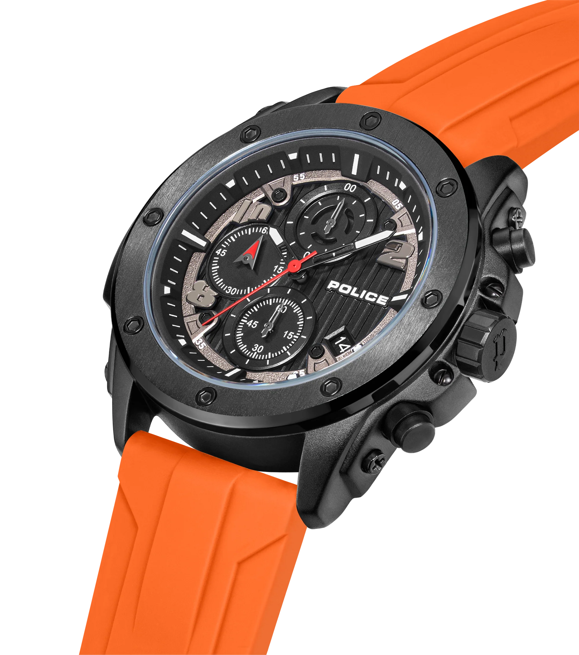Police Gunmetal & Black Case Watch with Black Dial and Silicone Strap Set - Image 9