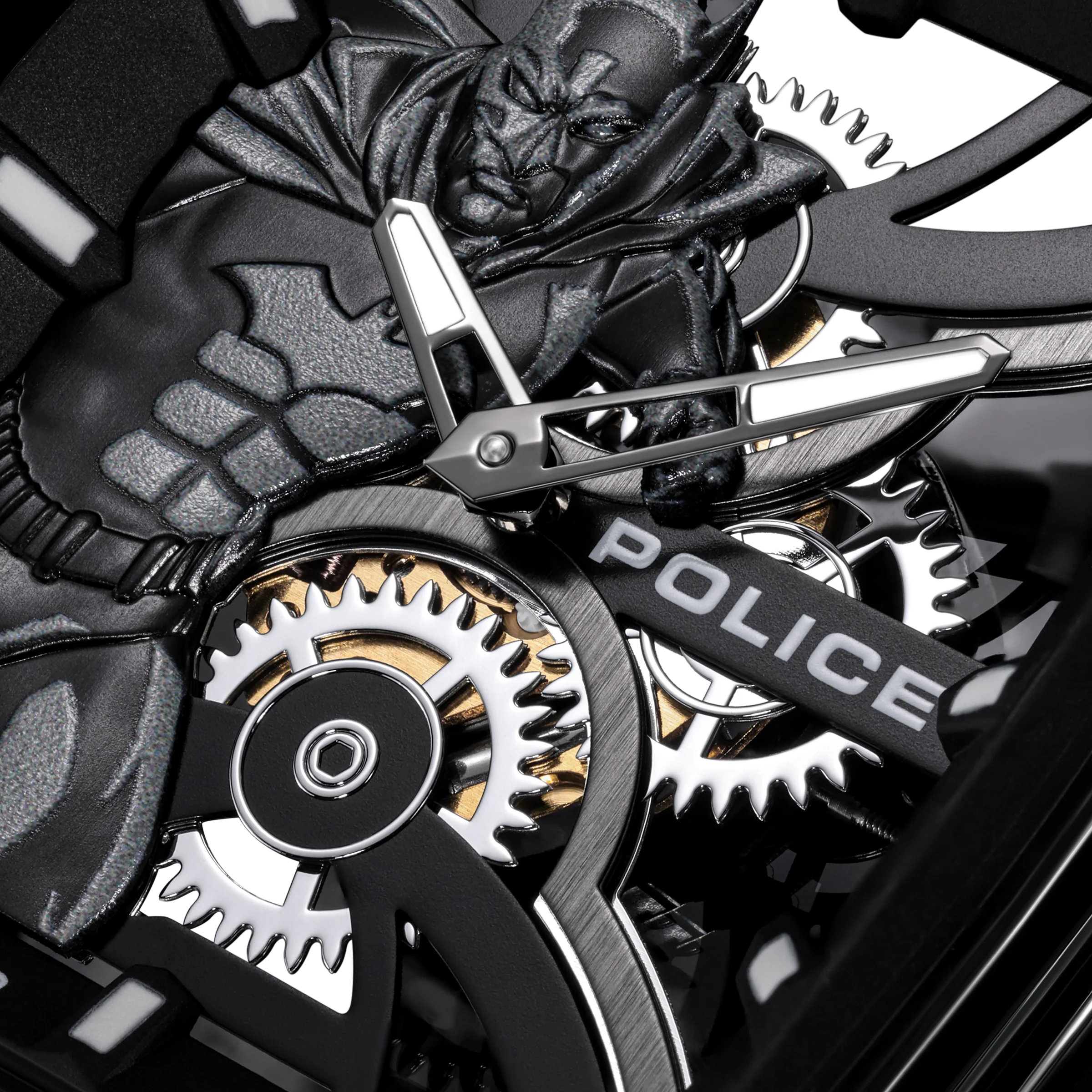 Police IP Black Case Watch with IP Gun 3D Batman Dial and Black Silicone Strap - Image 2