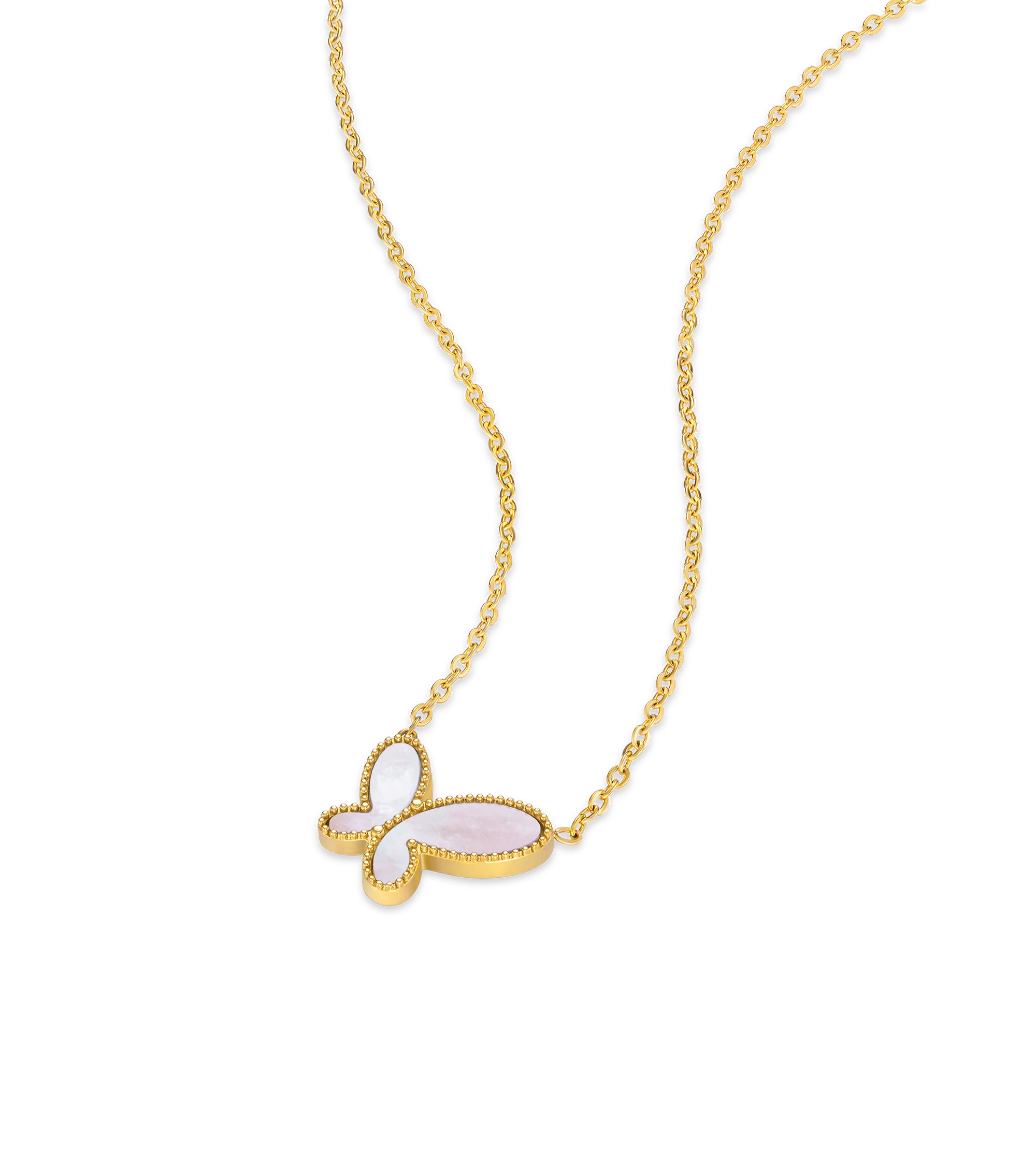 Police Kimana Pink Pearl Butterfly Necklace - Image 3