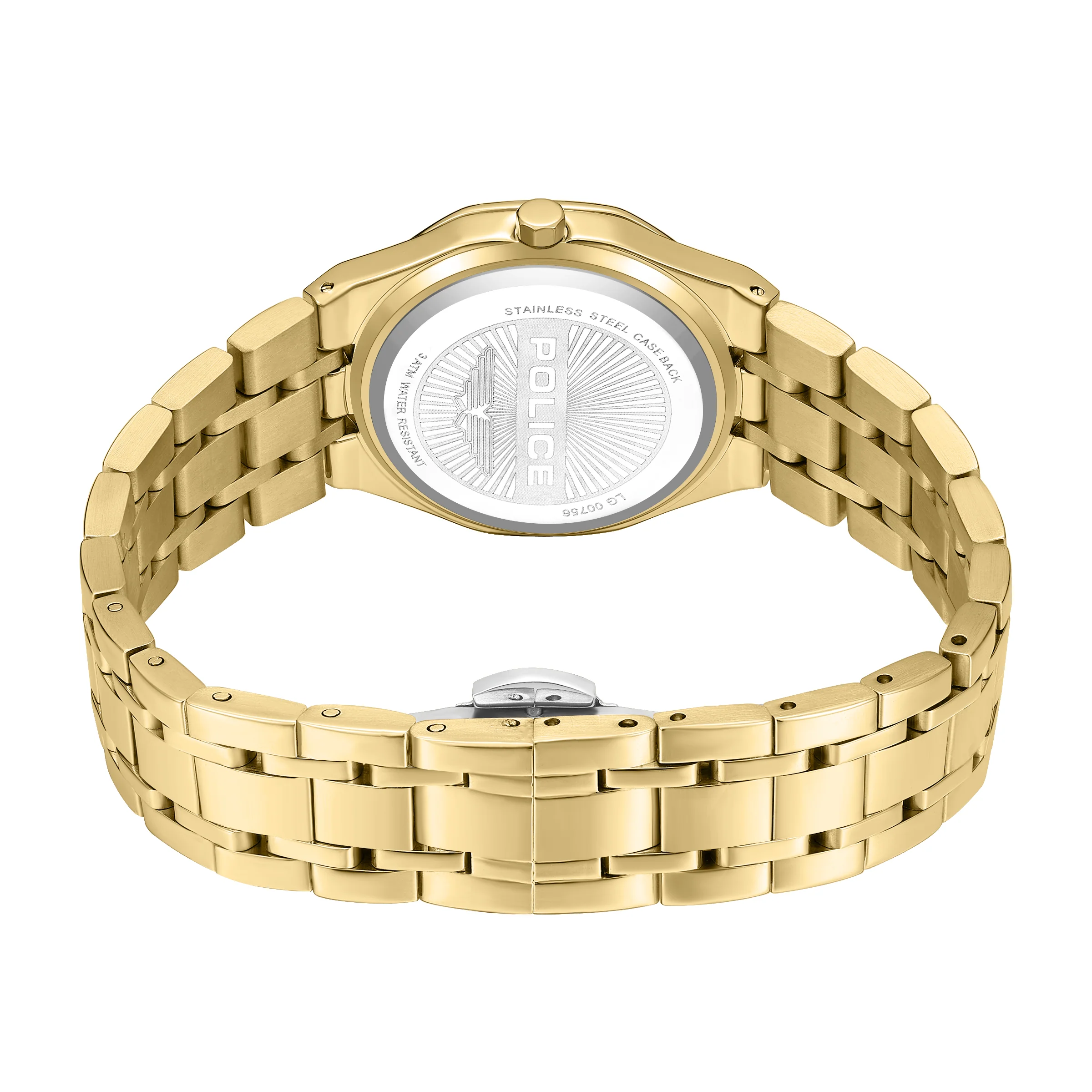 Police Moonlight Women's 32mm  Gold-Plated Watch with White Mother-of-Pearl Dial & 316L Stainless Steel 5-Link Bracelet - Image 3