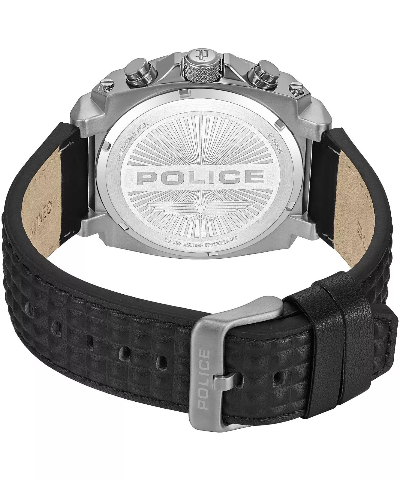 Police Norwood Dual Time Men's Watch - Gray Steel - Black Leather Strap - Image 4