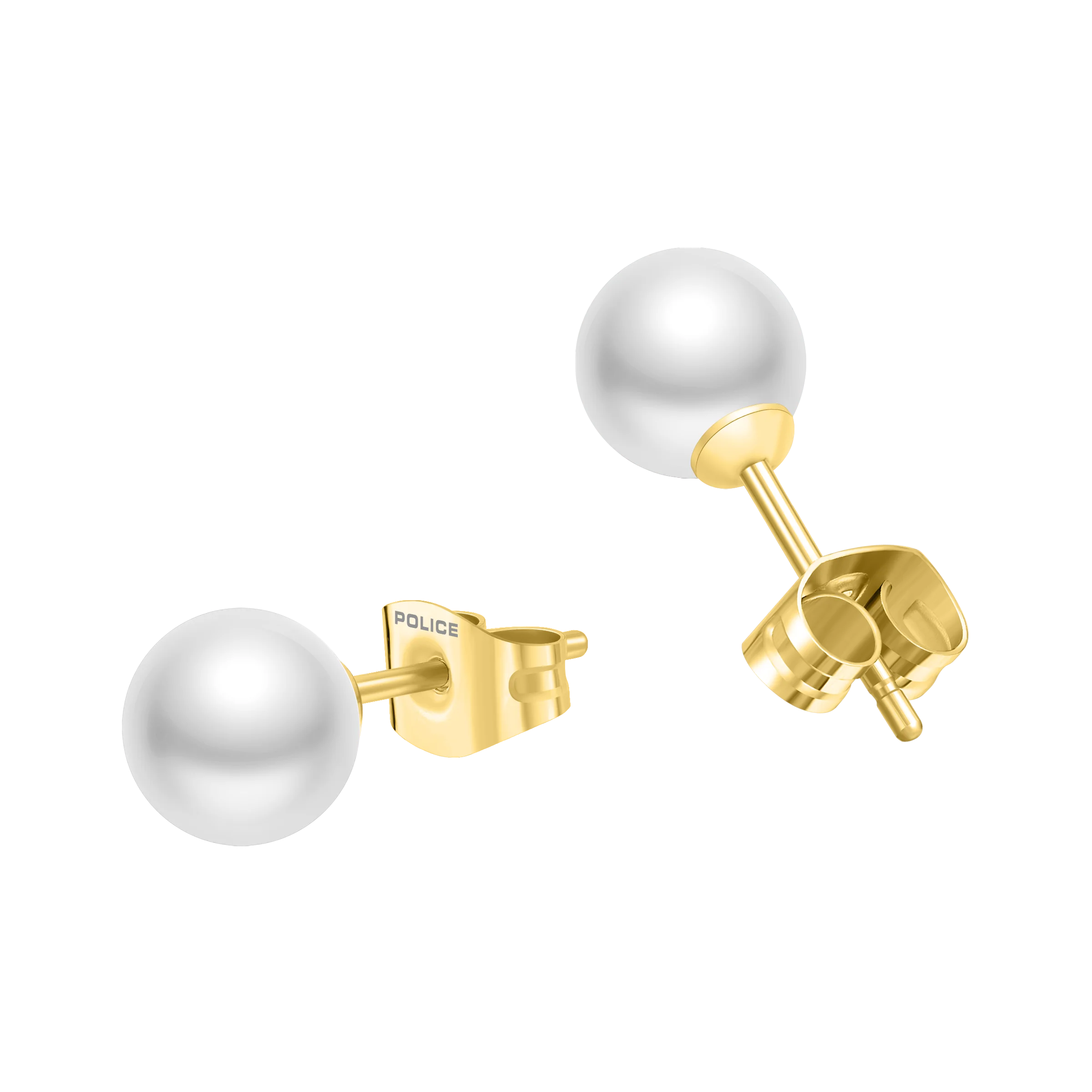 Police Opaline White Pearl Stud Earrings - Image 3