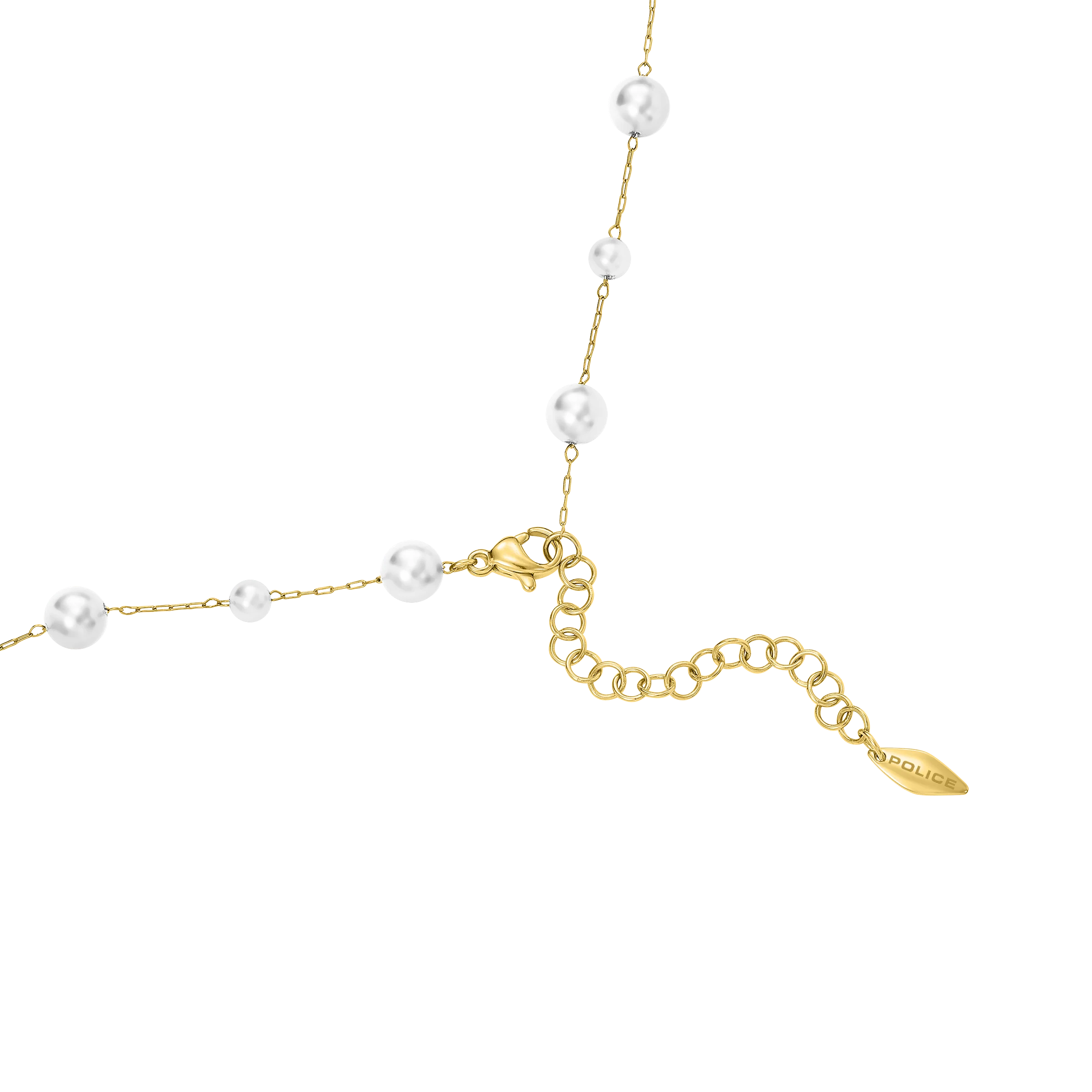 Police Opaline White Pearls Chain Necklace - Image 3