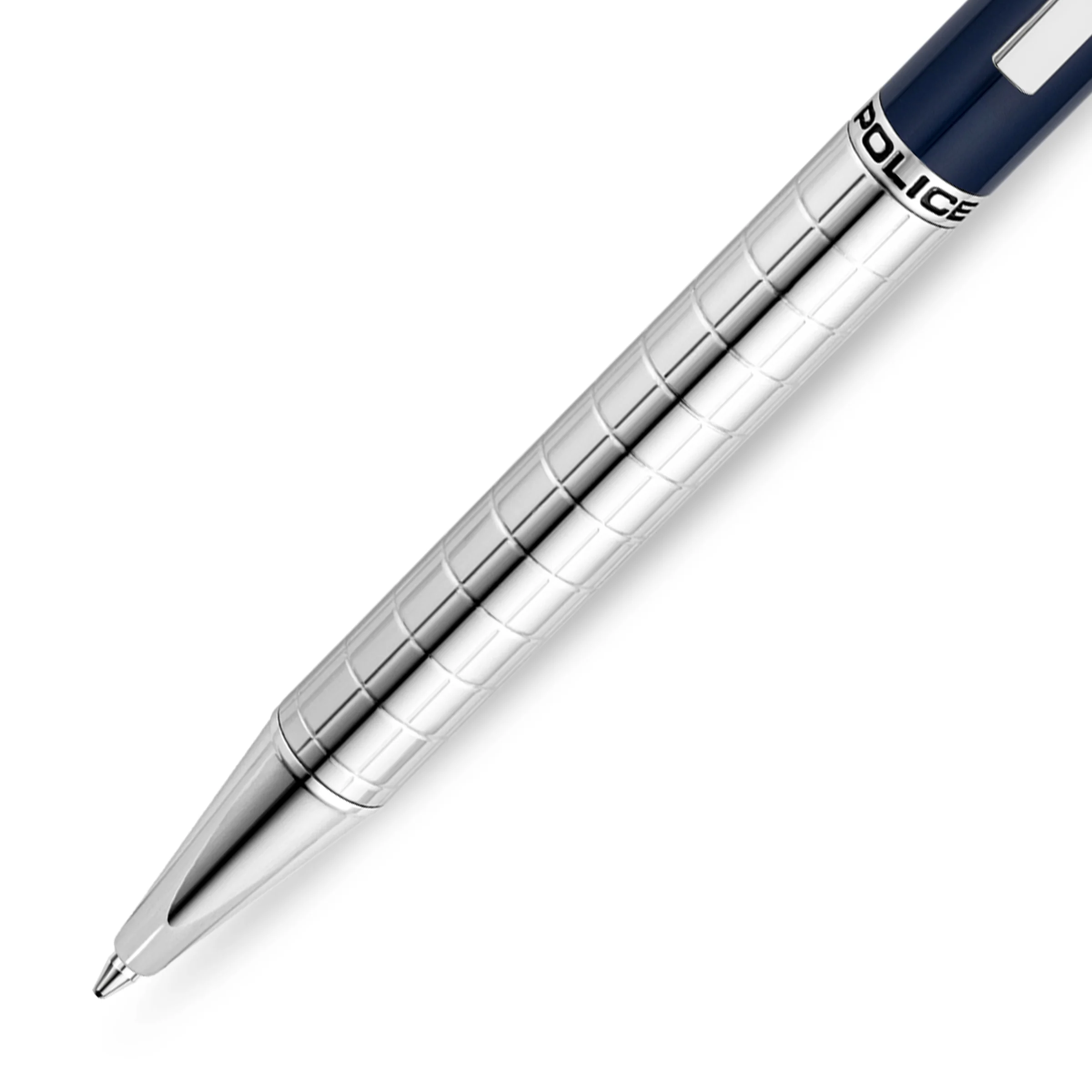 Police Precision Pen Textured Barrel Smooth Blue Upper Body Signature Band P Logo - Image 3