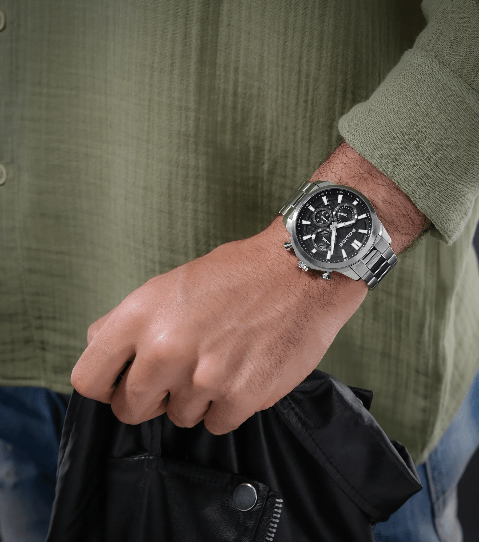 Police Rangy Gents Black Dial Stainless Steel Watch - Image 5