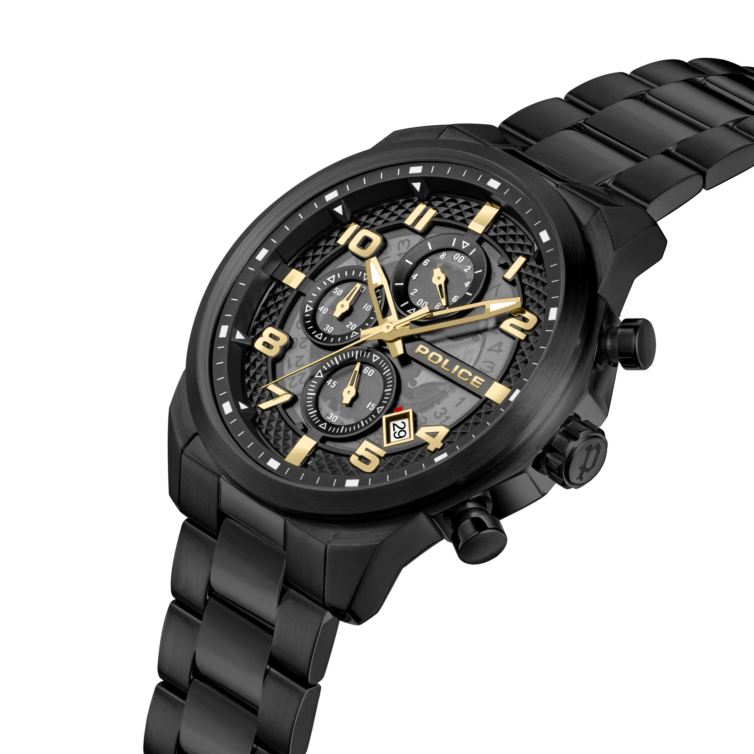 Police Soul Men's 50MM Black Chronograph Stainless Steel Strap Watch - Image 2