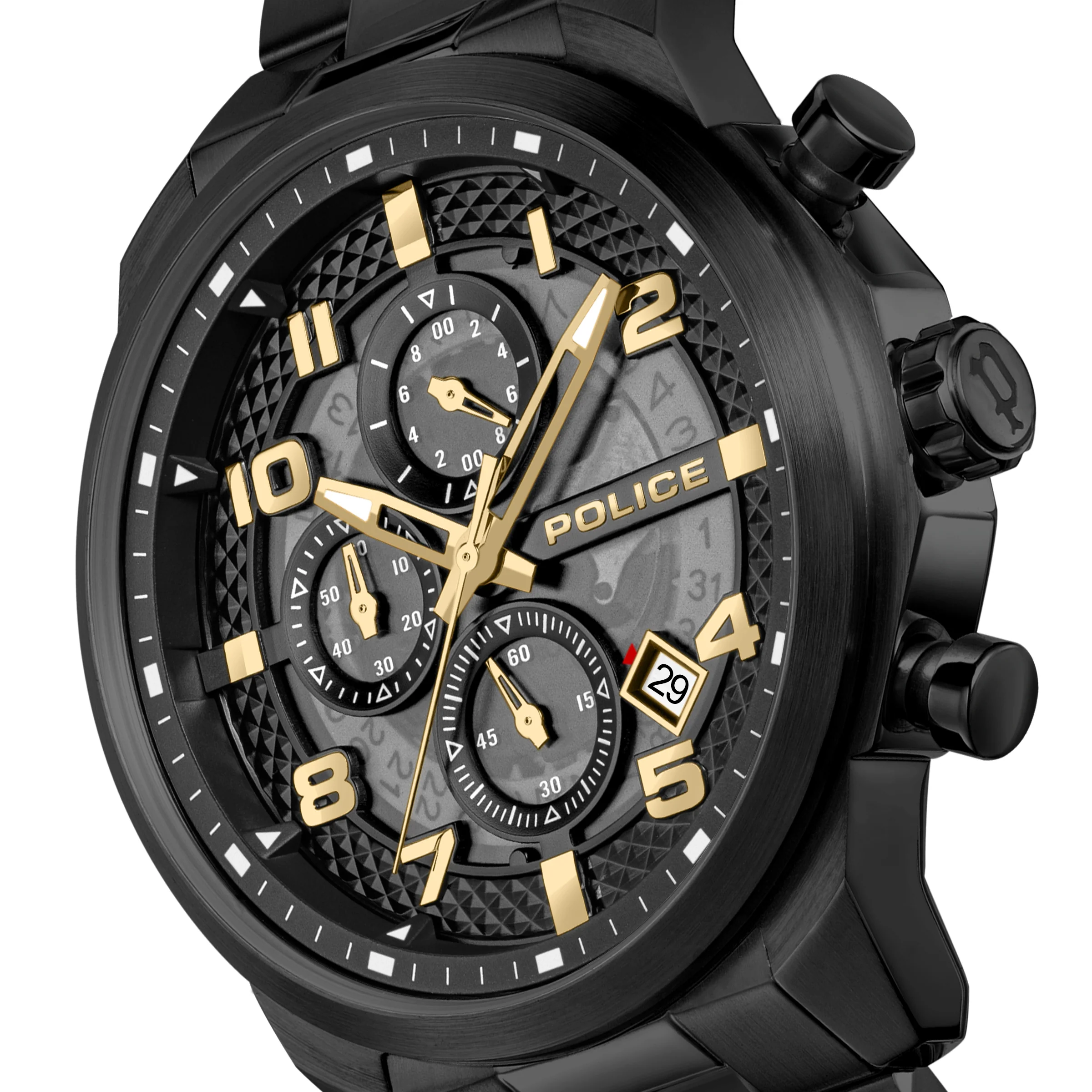 Police Soul Men's 50MM Black Chronograph Stainless Steel Strap Watch - Image 3