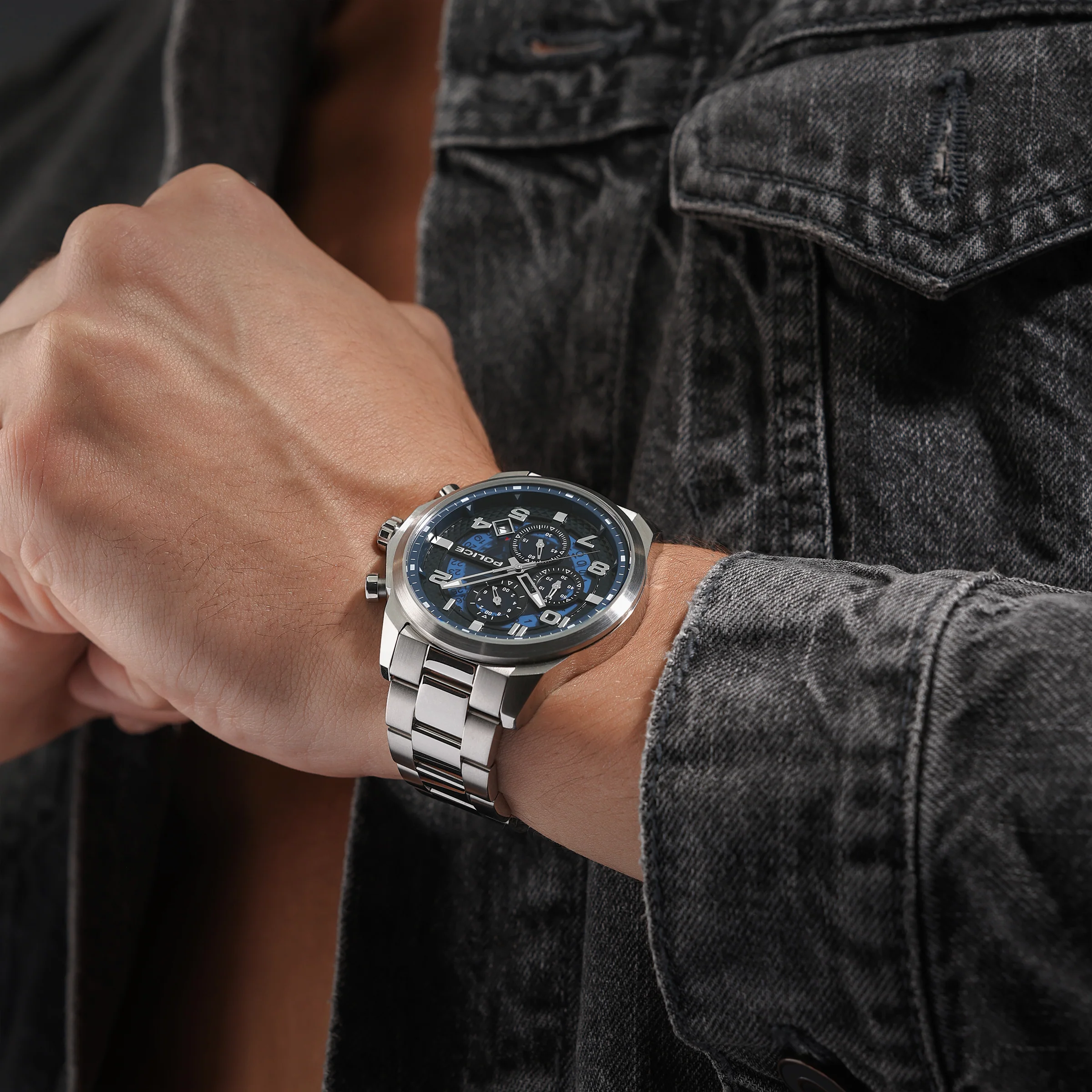 Police Soul Men's 50MM Silver Chronograph Stainless Steel Strap Watch - Image 5