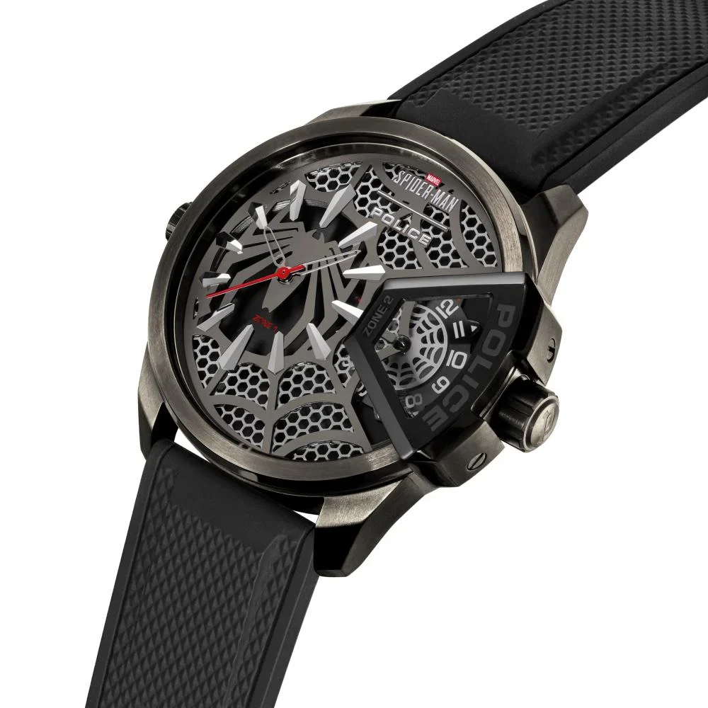 Police Spider Man Men's Watch - All Black - Spider Web Skeleton Dial - Image 2