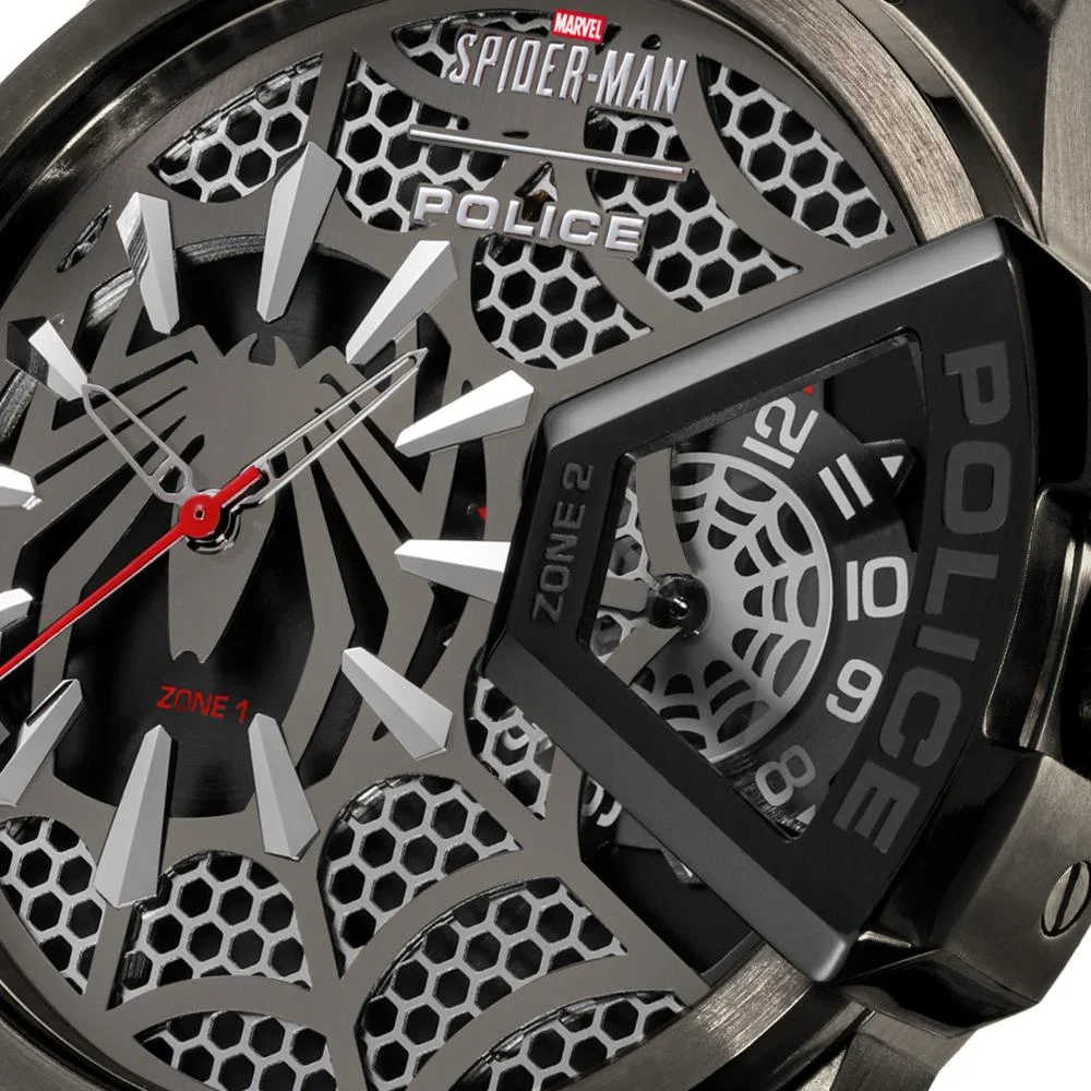 Police Spider Man Men's Watch - All Black - Spider Web Skeleton Dial - Image 3