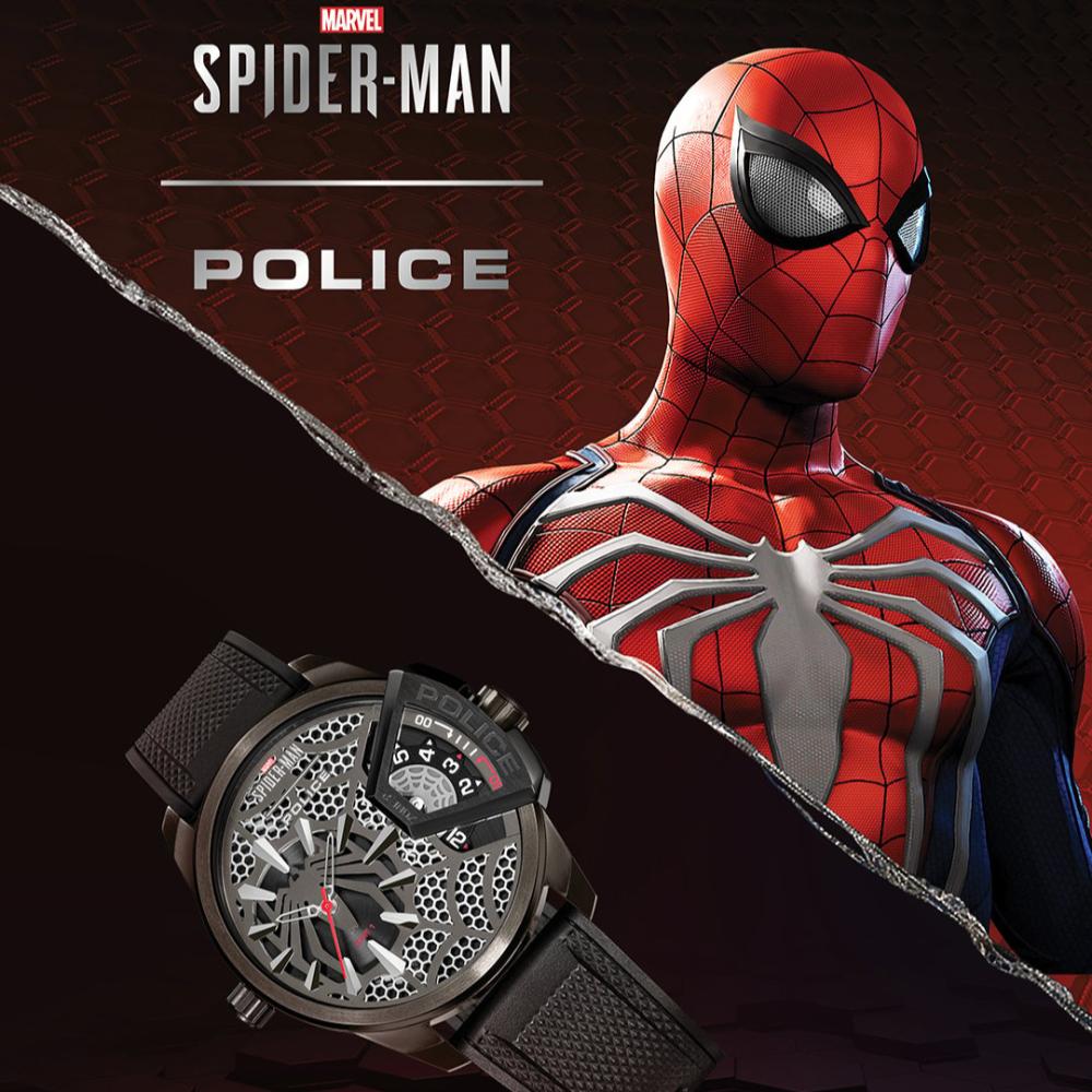 Police Spider Man Men's Watch - All Black - Spider Web Skeleton Dial - Image 5