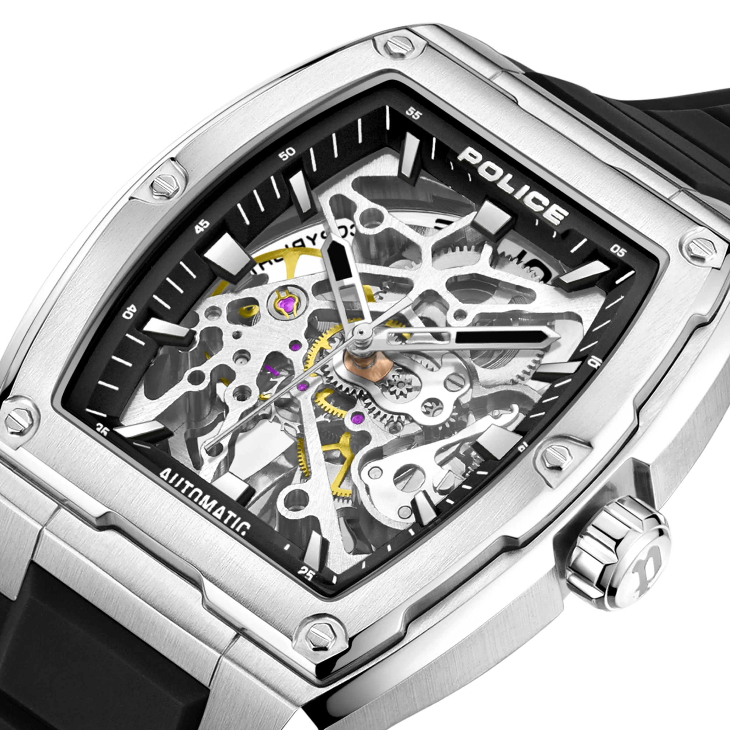 Police Steel Case, Black  Dial, Black Silicone - Image 2