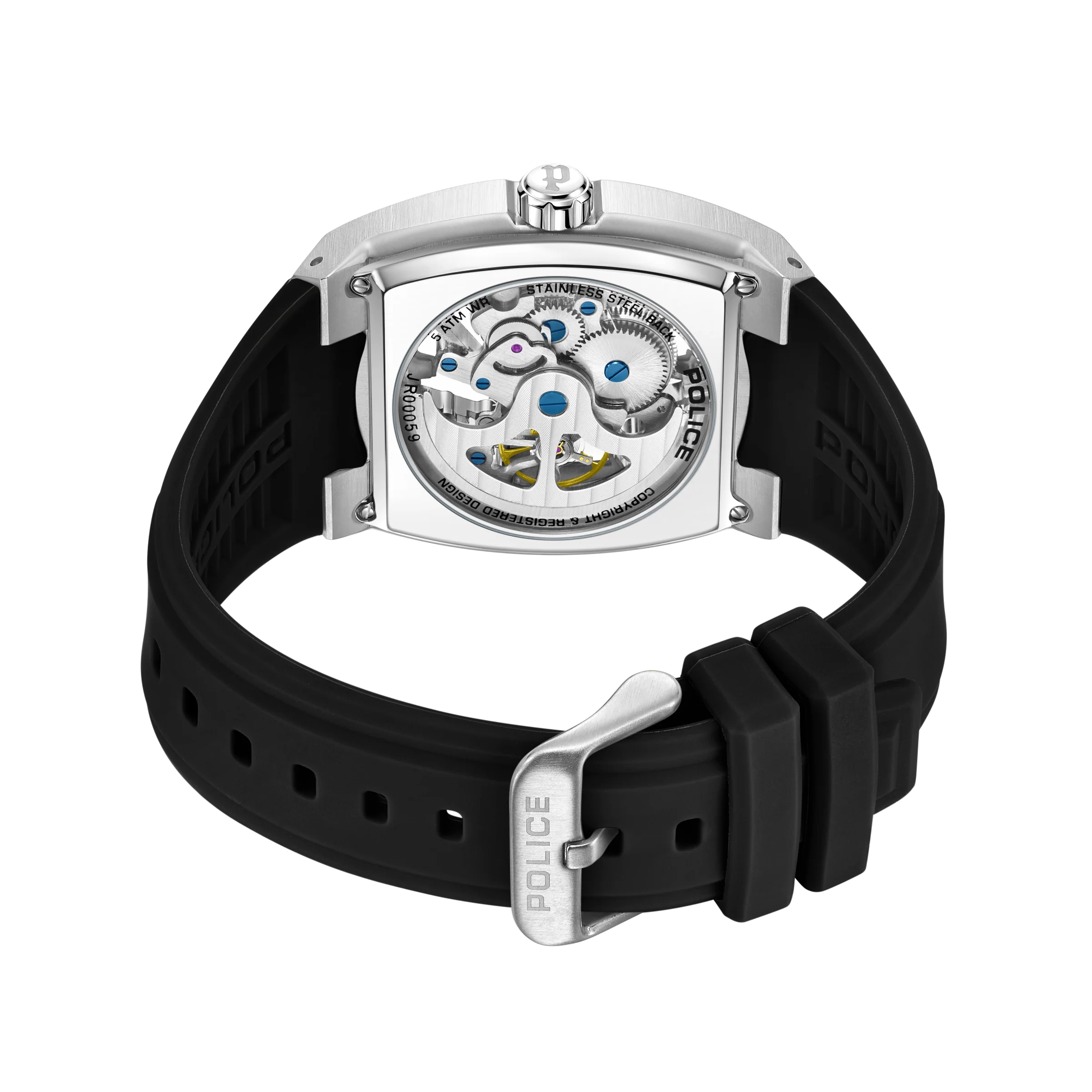 Police Steel Case, Black  Dial, Black Silicone - Image 4