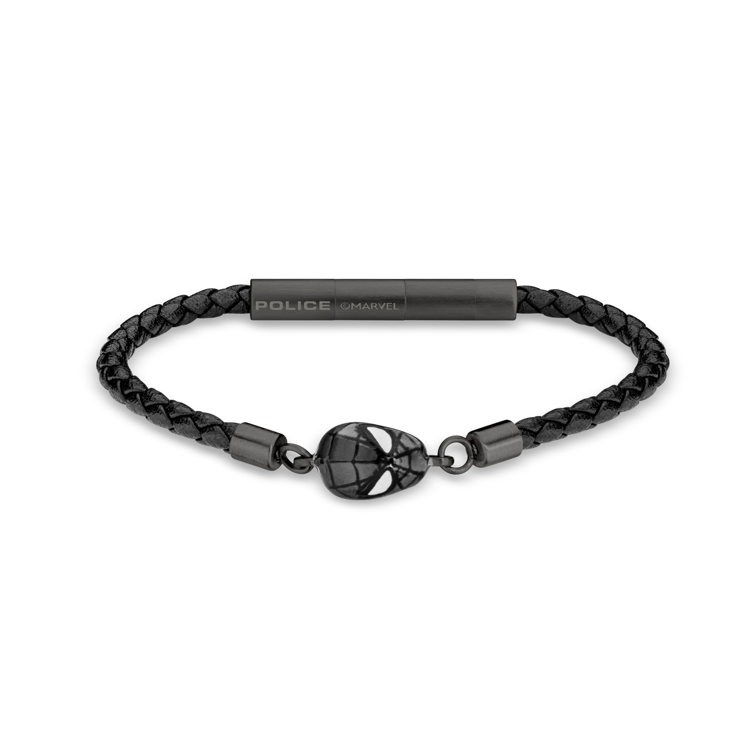 Police Webslinger Limited Edition Gunmetal Bracelet with Black Leather Strap - Image 2