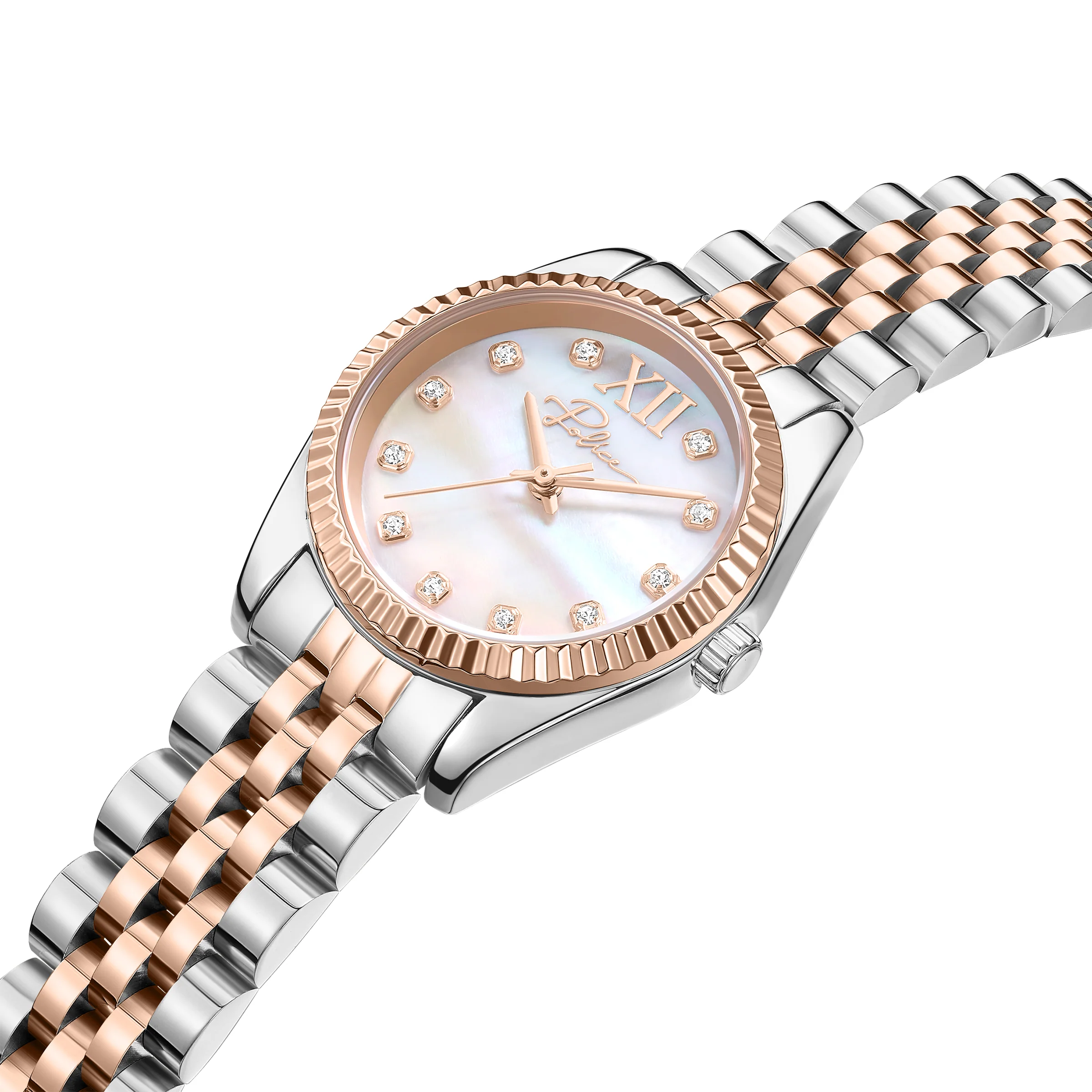 Police Women's Flute Watch 28mm White Mother of Pearl Dial Rose Gold-Tone Bezel and 316L Stainless Steel Bracelet - Image 2