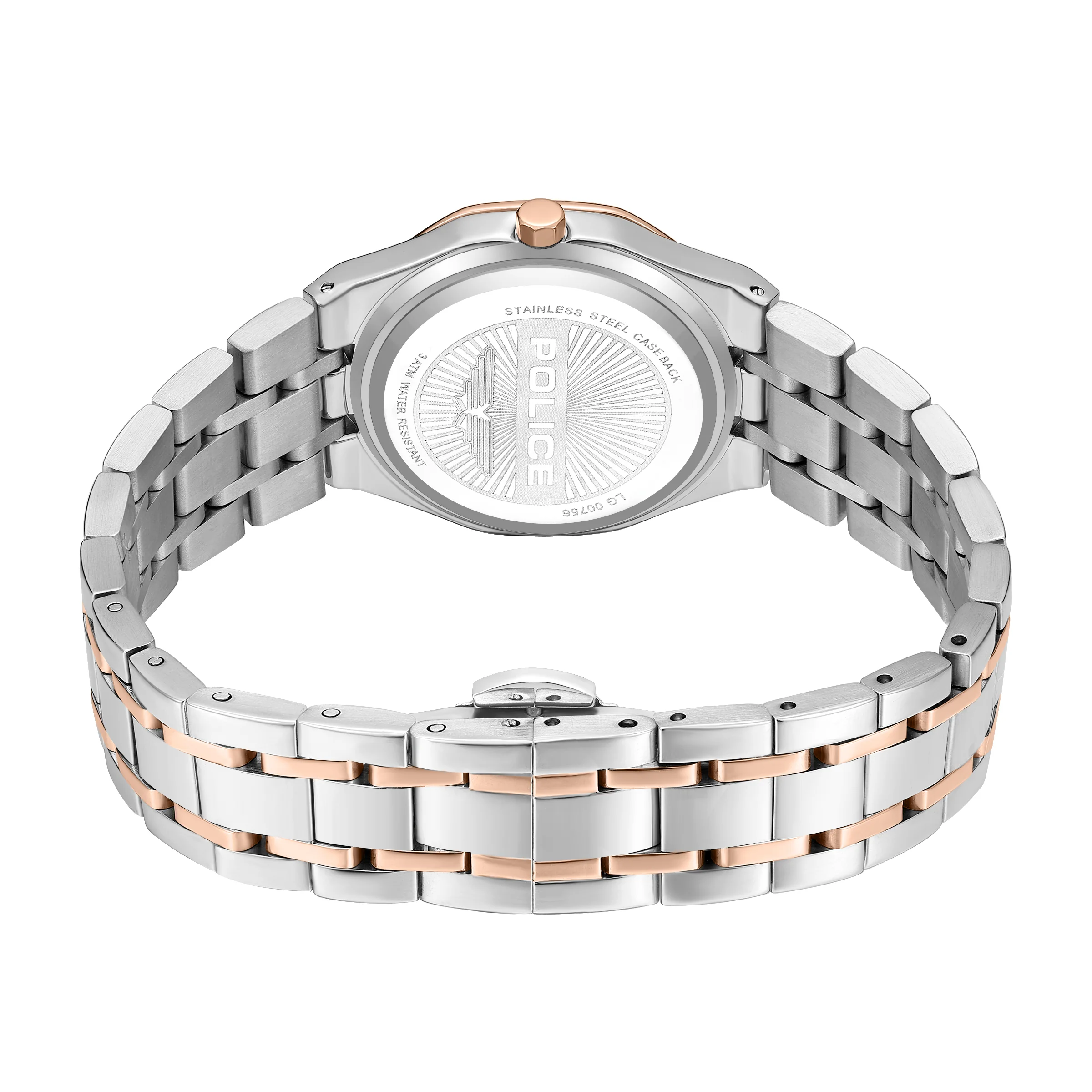 Police Women's Moonlight 32mm Rose Gold-Tone Watch with Grey Mother-of-Pearl Dial and 316L Stainless Steel 5-Link Bracelet - Image 3