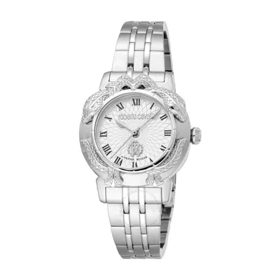 Roberto Cavalli by Franck Muller Ladies White Dial Silver-Tone Snake-Embellished Watch - Image 2