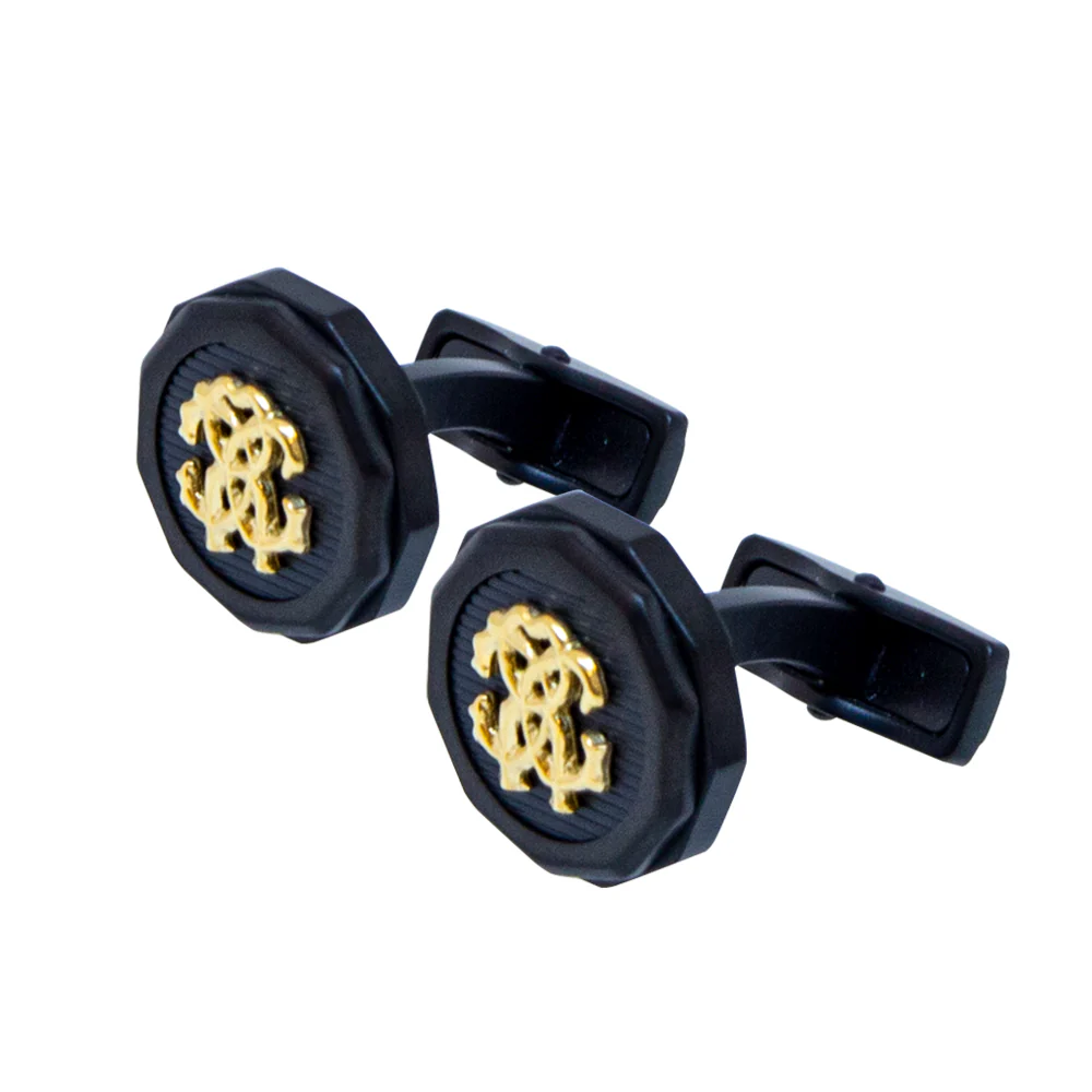 Roberto Cavalli Cufflinks Black With Ip Gold - Image 2