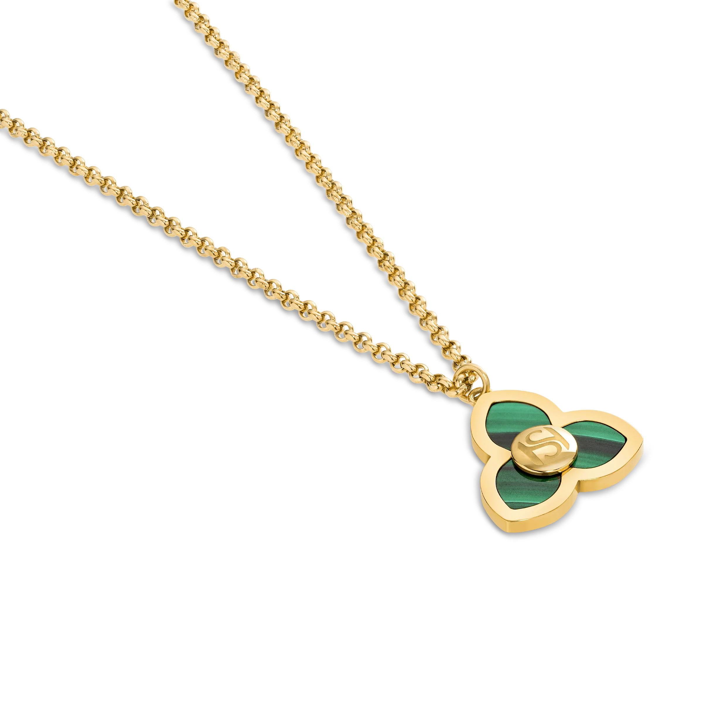 Saint Honore Burj Malachite Flow Small Necklace with SH Logo - Image 3