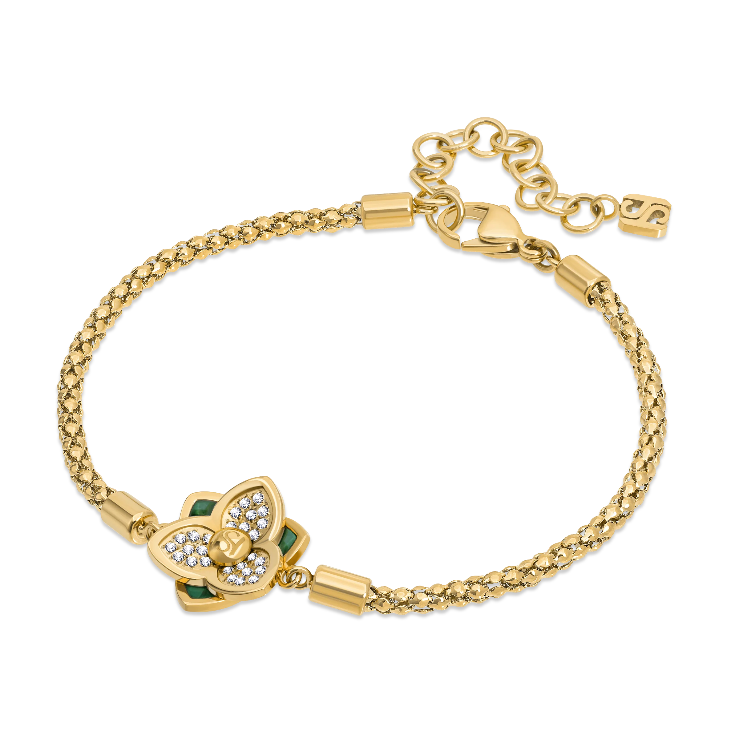 Saint Honore Burj Six Flow Petals Malachite Bracelet with SH Logo - Image 3