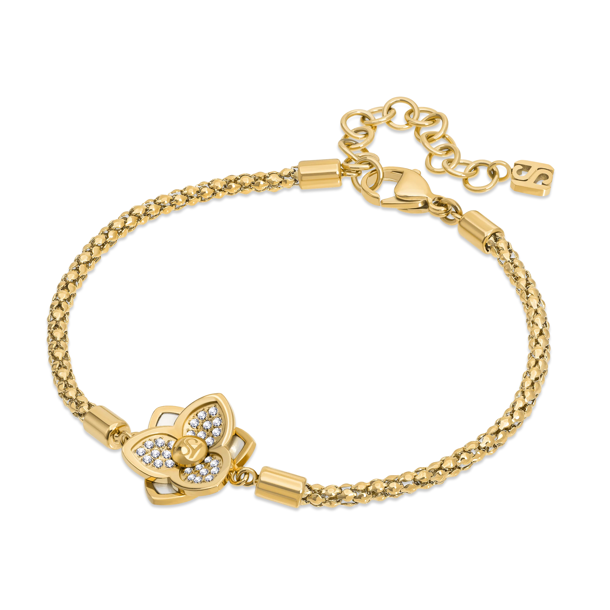 Saint Honore Burj Six Flow Petals Mother of Pearl Bracelet with SH Logo - Image 2