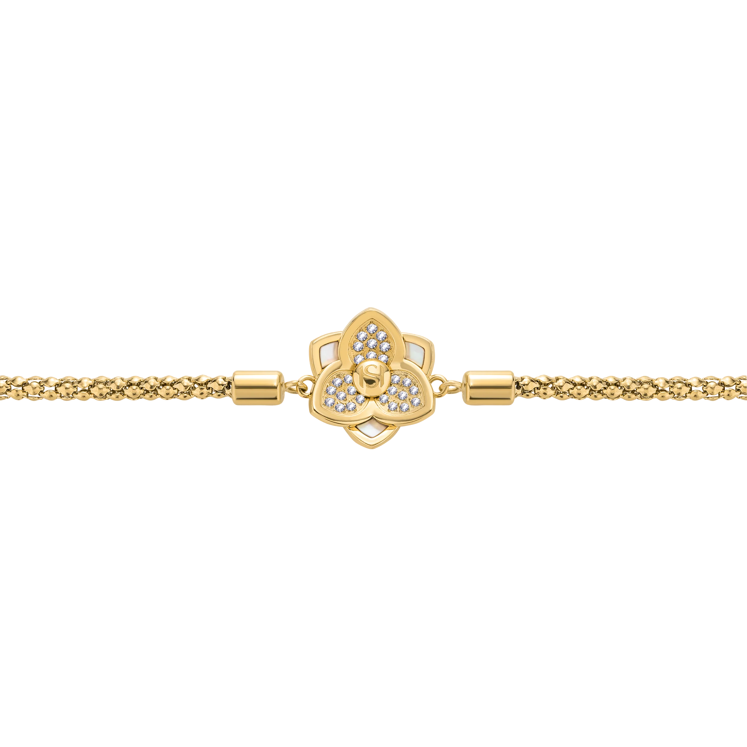 Saint Honore Burj Six Flow Petals Mother of Pearl Bracelet with SH Logo - Image 3