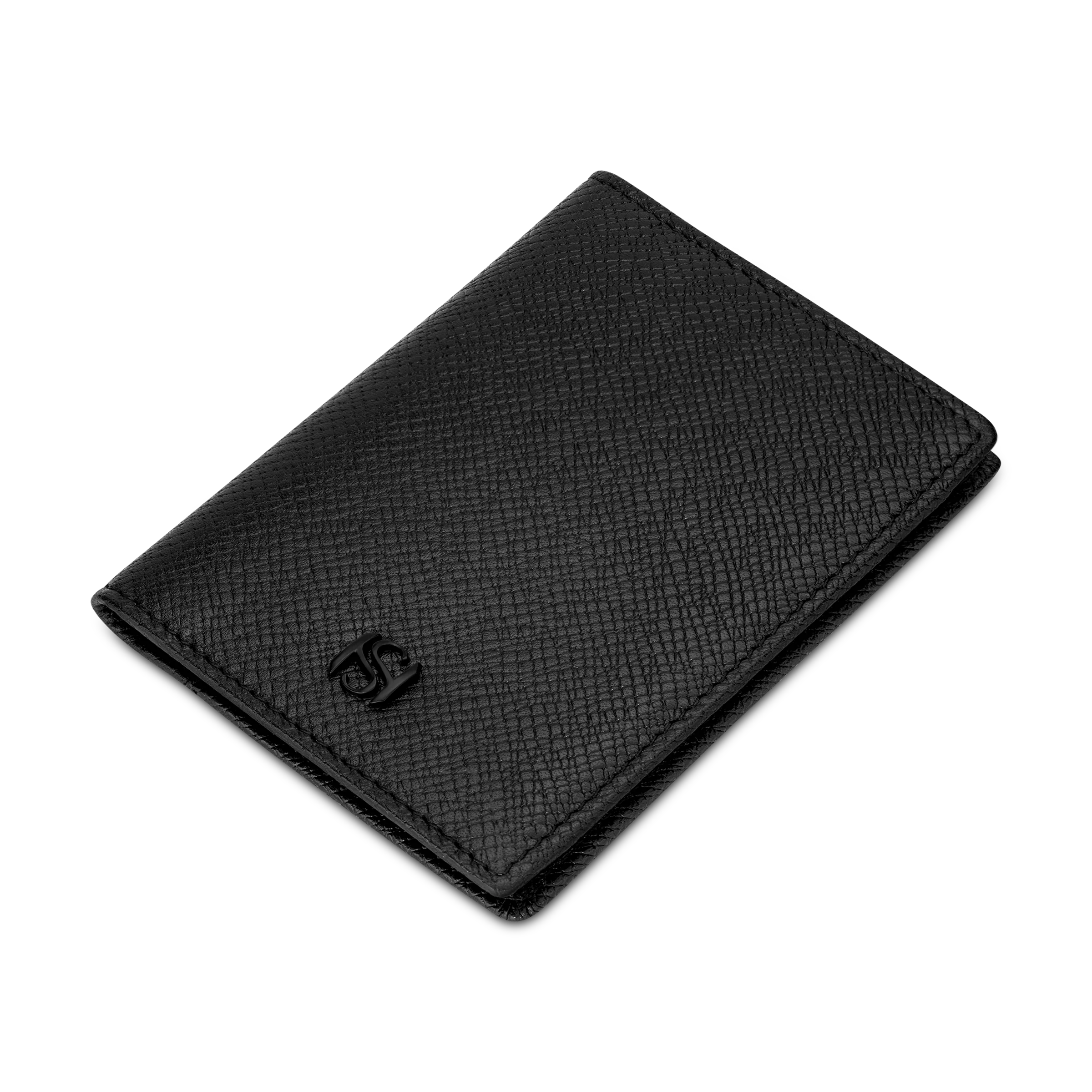Saint Honore Meal Cross Grain Black Leather Card Holder - Image 2