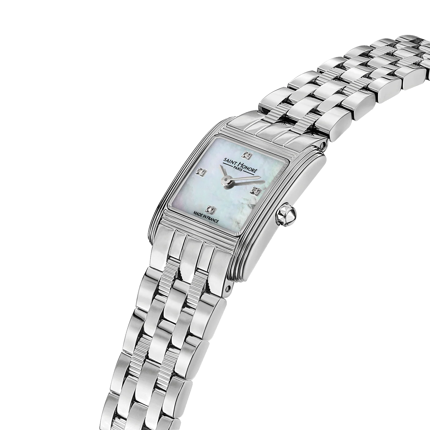 Saint Honore Stainless Steel Case with White Mother of Pearl Dial & 4 Diamonds - Image 3