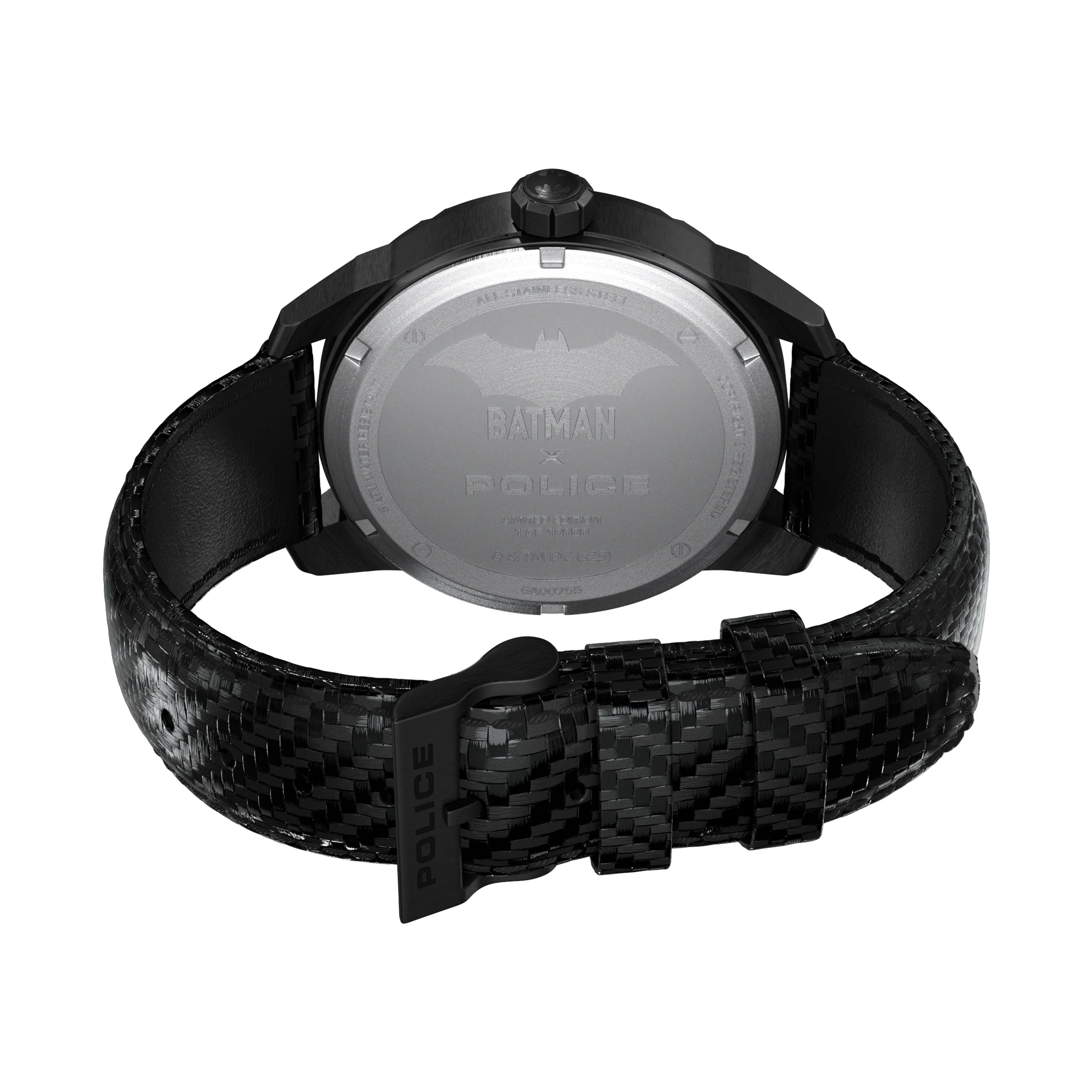 Police The Bat Gents Black Dial Black Leather Strap Watch - Image 3